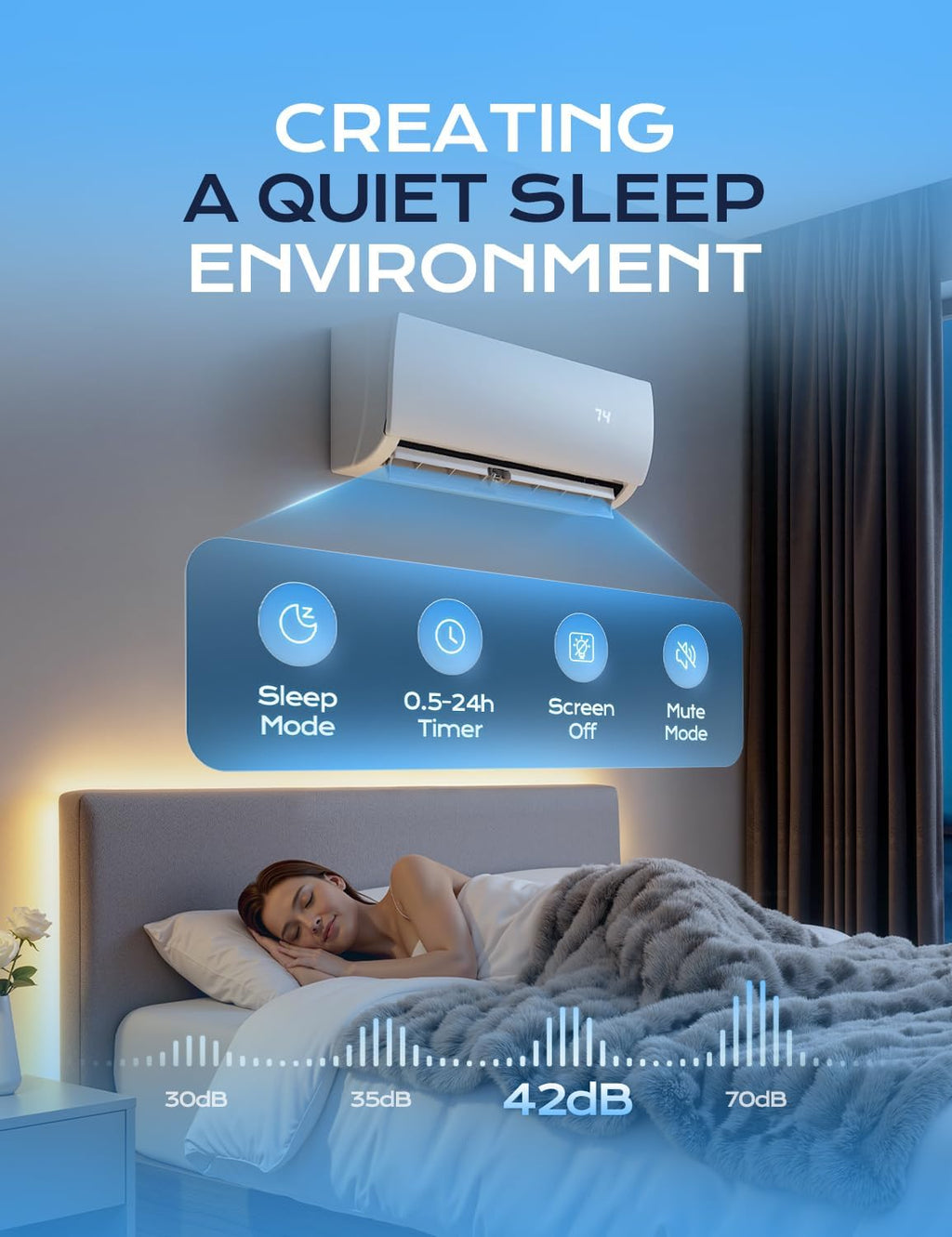 Tehanld Mini Split Ac/Heating System - 12000 BTU Mini Split Air Conditioner with Heat Pump, 19 SEER2 230V Energy Efficient AC Unit Up to 750 Sq.Ft, Complete Installation Kit