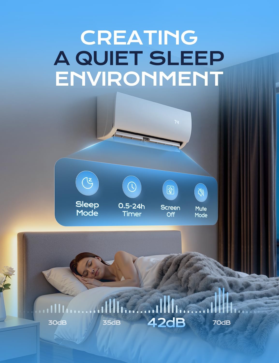 Tehanld Mini Split Ac/Heating System - 12000 BTU Mini Split Air Conditioner with Heat Pump, 19 SEER2 230V Energy Efficient AC Unit Up to 750 Sq.Ft, Complete Installation Kit