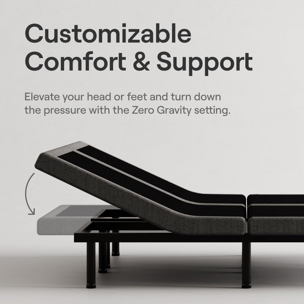 Nectar Split King Adjustable Base & 12” Mattress (New Version) - Head & Foot Incline - Medium Firm Memory Foam - Cooling Top Layer - 3 Massage Settings - 365-Night Mattress Trial & Forever Warranty