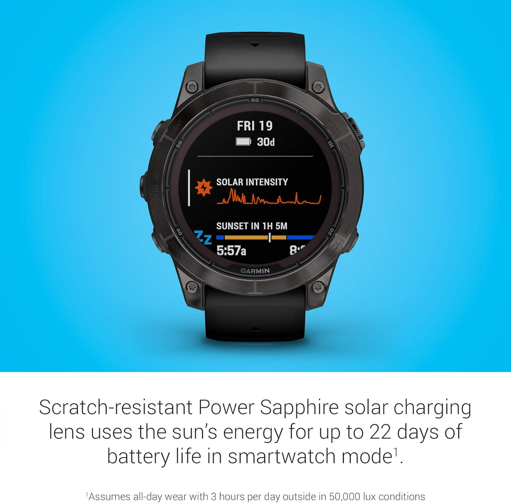 Garmin fēnix 7 Pro Sapphire Solar  Multisport GPS Smartwatch  Built-in Flashlight  Solar Charging Capability  Black  47 mm (Renewed)
