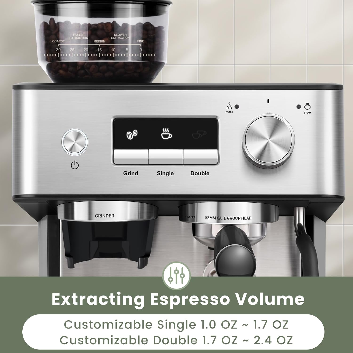 (2026 Upgrade) Gevi 20 Bar Espresso Machine with Grinder & Milk Frother, Professional Coffee Maker for Home, Cappuccino & Latte, Removable Water Tank, Steam Wand