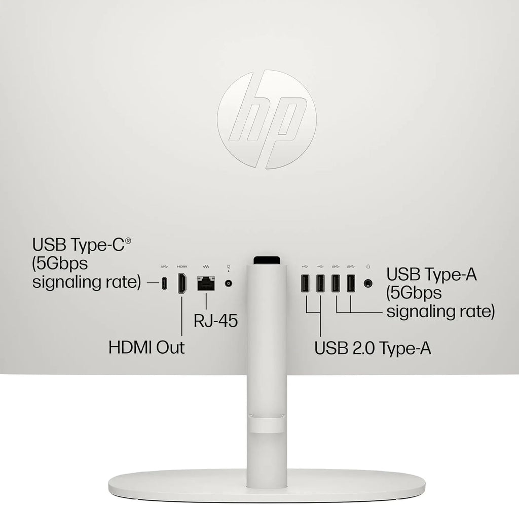 HP 21.5" FHD All-in-One Desktop Computer  32GB RAM 128GB UFS  Quad-Core Intel N100  Windows 11  PLUSERA 8-in-1 Hub  Keyboard & Mouse Included  Cashmere White