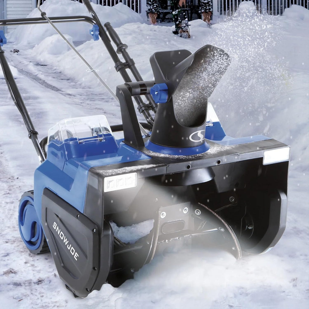 Snow Joe 48V Cordless Snow Blower Kit with 2X 8Ah Batteries  Dual-Port Charger & LED Headlights  1600W Brushless Motor  22" Clearing Path - Ice Removal for Driveways  Patios & Sidewalks  24V-X2-SB22