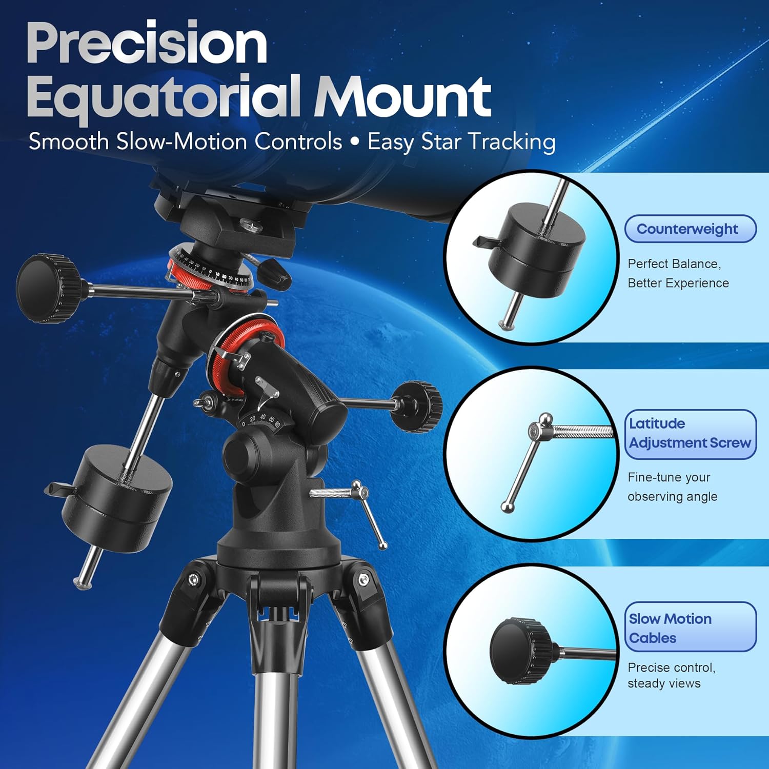 Telescope  150EQ Newtonian Reflector Telescope for Adults Astronomy Beginners  Professional Astronomical Telescopes with Equatorial Mount  Phone Adapter  Tripod  Moon Filter and Large Carry Bag