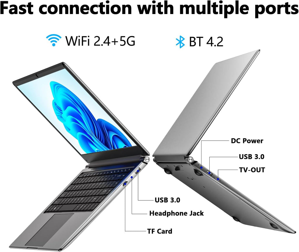 laptop 16-inch   8GB DDR 256GB SSD portable laptop computer  expandable to 1TB  Pentium quad-core CPU up to 2.64 GHz  9000mAh battery  interface  USB3.0 interface  dual-band WiFi  webcam  slim laptops