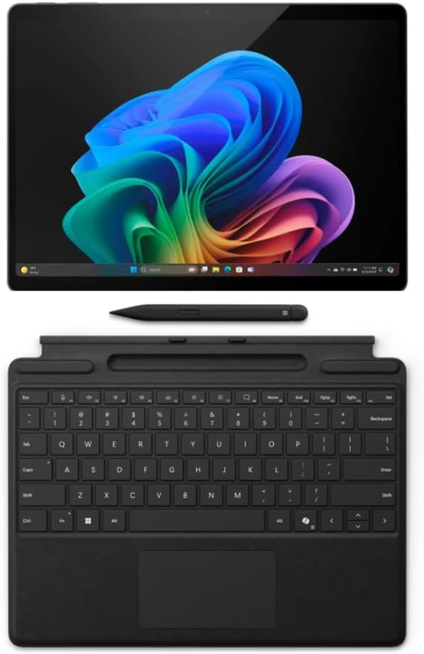 Microsoft Surface Pro 11 Bundle  13" Copilot+ PC with Black Pro Keyboard & Slim Pen  Snapdragon X Plus  AI Tablet Essential Bundle for Surface Pro 11  16GB RAM  512GB SSD  Win 11 Pro