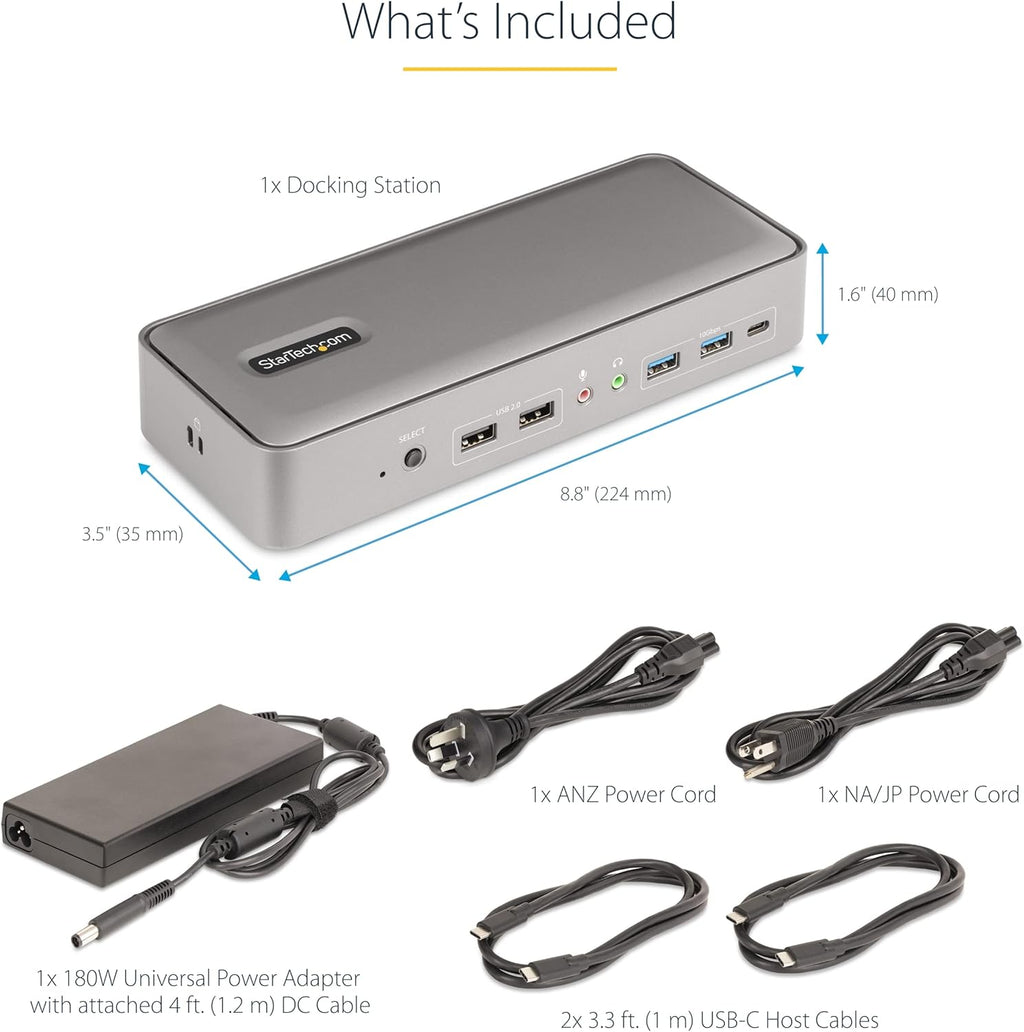 StarTech.com Dual-Laptop USB-C KVM Docking Station, Dual Monitor 4K 60Hz DisplayPort Dock, 5-Port USB Hub, GbE, 90W/45W Power Delivery to Two Laptops, Windows/Mac, 2-Host KVM Dock, TAA