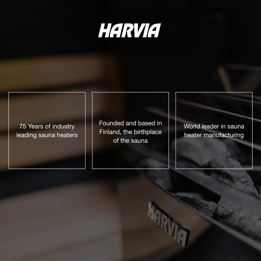 Harvia KIP 200v Sauna Heater, Wall Mounted Electric Sauna Stove, Stainless Steel 220v Heater with Sauna Stones Included, Large Stone Cavity for Maximum Heat Release (4.5kW - Dials)