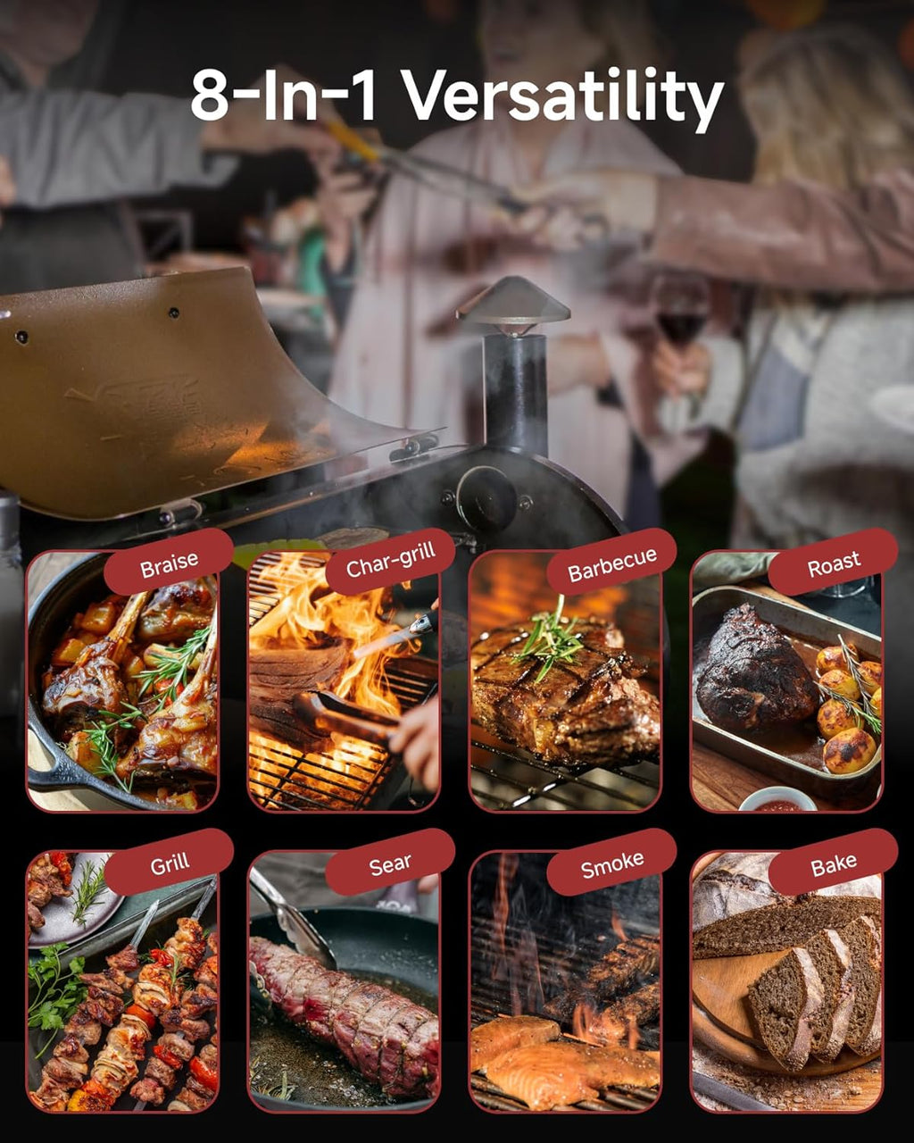 Z GRILLS ZPG-450A2 Wood Pellet Grill & Smoker  PID V3.0 Controller  459 Sq in Cook Area  Foldable Shelf  Meat Probe  Rain Cover  8 in 1 BBQ Grill Outdoor Auto Temperature Control  Bronze