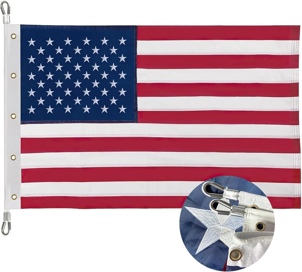 American Flag 15x25 ft TearProof Series Heavy Duty Tough Spun Polyester USA Flags High Wind Embroidered Stars  6 Brass Grommets  Sewn Stripes  Vibrant Colors Outdoor USA Flag  United States Country Flags