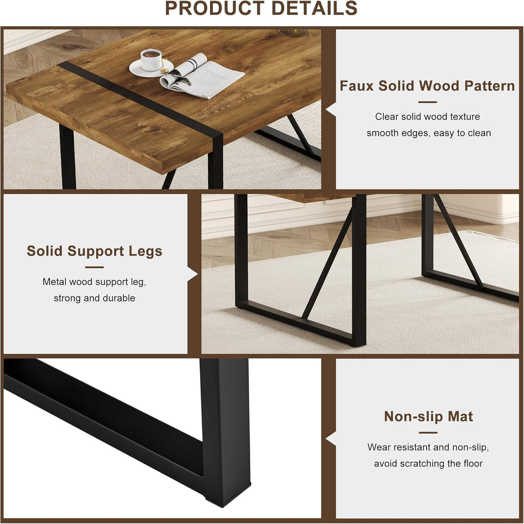 Dining Table Set for 6 .Dinner Table Set for 6 .71'' Dark Wood Kitchen Table and Suede Nap Fabic Chairs Set of 6 .6 Chair Dining Table Set for Kitchen Dining Room