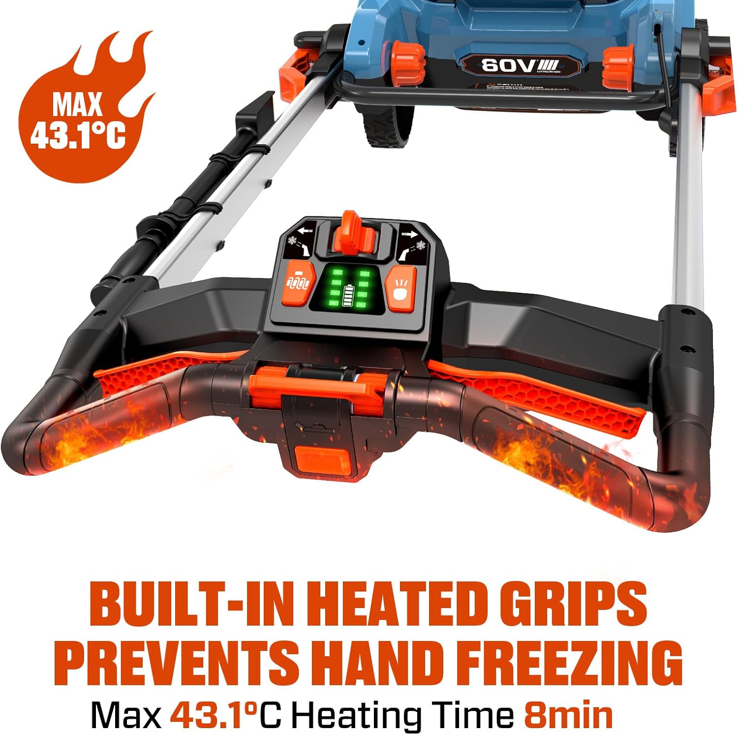 SENIX 60V 21" Cordless Snow Blower  Steel Auger  3500W Brushless Motor  Heated Handle 13" Depth  45FT Throw Distance  LED Lights  16000mAh Batteries(Single Box) & Dual Port Charger 1200lbs/min