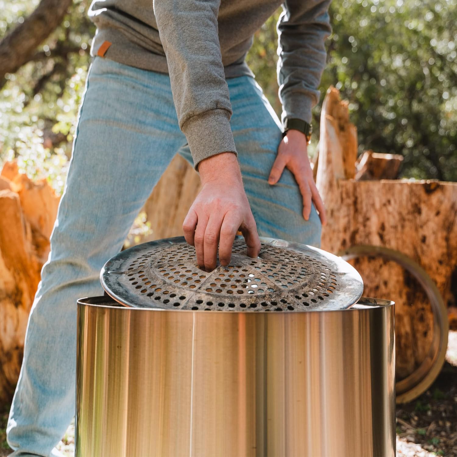 Solo Stove Bonfire 19.5" Smokeless Fire Pit with Removable Ash Pan | Portable Outdoor Fire Pit | Stainless Steel - Wood Burning Lightweight Fireplace | Ideal for 4-6 People  20 lbs