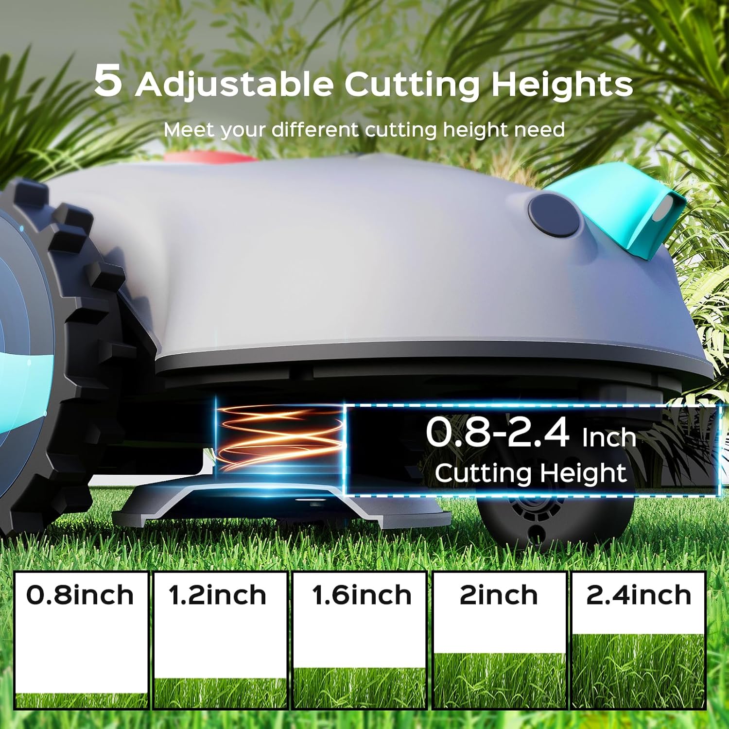 V100 Robot Lawn Mower with HD Vision Navigation  Smart Obstacle Detection  Collision Sensors  Adjustable Cutting Height  Low-Noise Operation—Perfect for Small Lawns up to 1 600 sq ft.