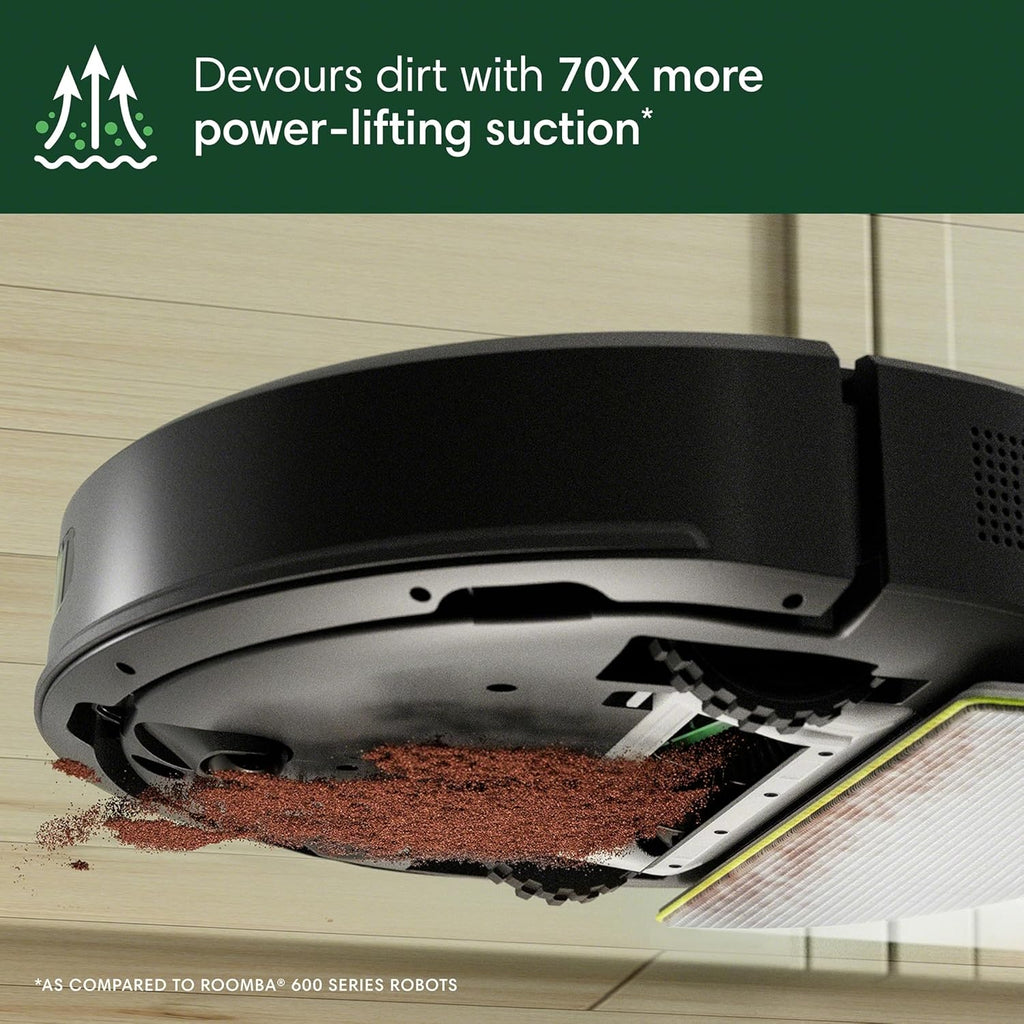iRobot Roomba 104 2in1 Vacuum & Mop Robot - Self-Empties for 75 Days, Intense Power-Lifting Suction, Vacuums All Floors, Ideal for Pet Hair, LiDAR Smart Navigation Mapping, Mops Hard Floors