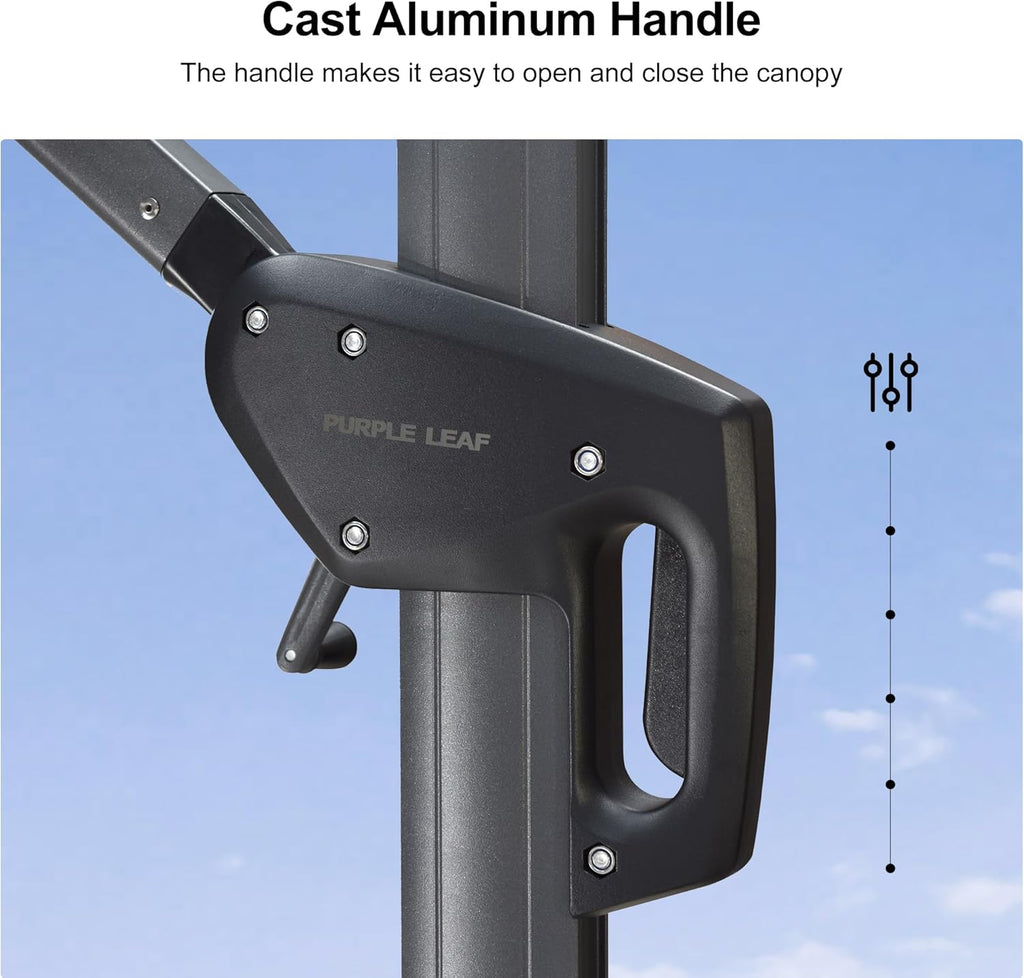 PURPLE LEAF 9 Feet Patio Umbrella Outdoor Cantilever Square Umbrella Aluminum Offset Umbrella with 360-degree Rotation for Garden Deck Pool Patio  Light Grey