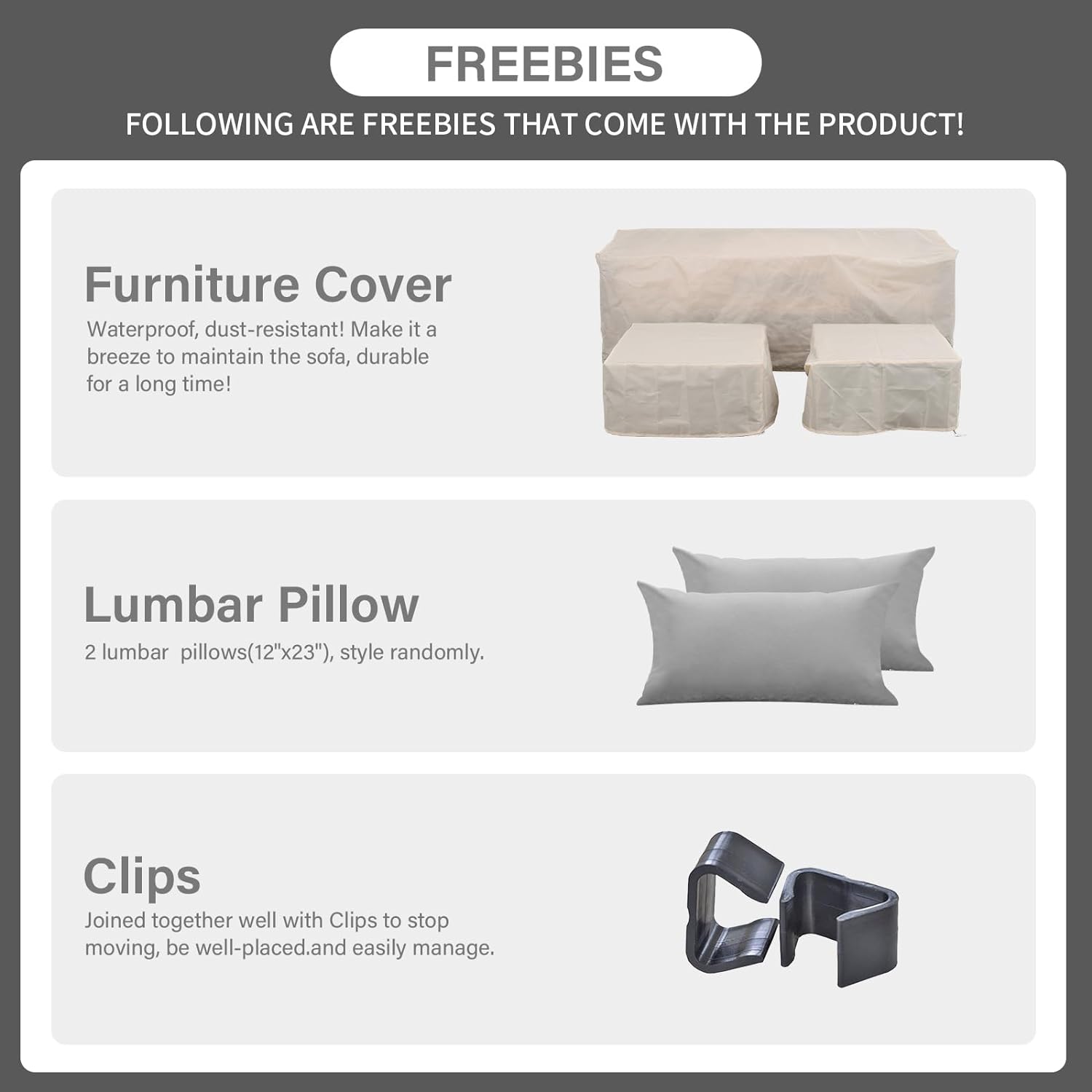 3 Pieces Patio Furniture Set Outdoor Sectional Wicker Patio Furniture Patio Couch with Ottoman and Outdoor Storage Table All-Weather Anti-Slip Cushions Waterproof Covers  Light Grey
