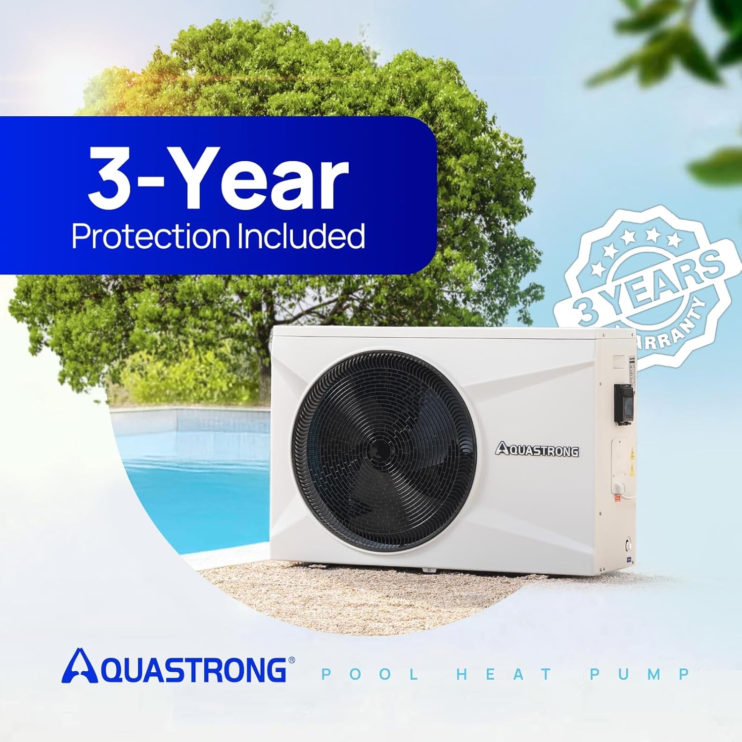 AQUASTRONG Inverter Swimming Pool Heat Pump Pool Heater for Above Ground and Inground Pool Heating and Cooling Pool Heater  Smart WiFi Control Pools Up to  9000 Gallons
