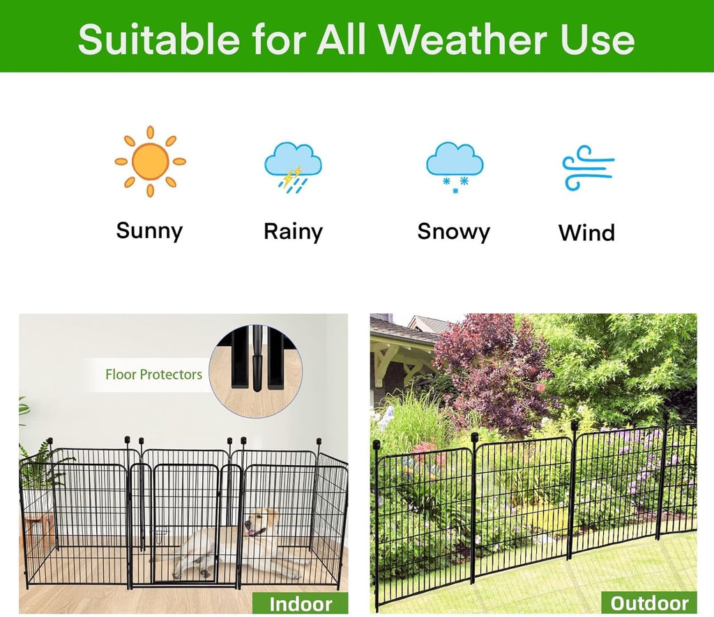 ADAVIN Tall Garden Fence Wide Door Low Threshold  54 inch High 10 Panels Total 22.1 Ft(L)  Black Heavy Duty Metal Dog Fencing for Yard or Camping Suitable for Indoor Pet Fence or Outdoor Dog Fencing