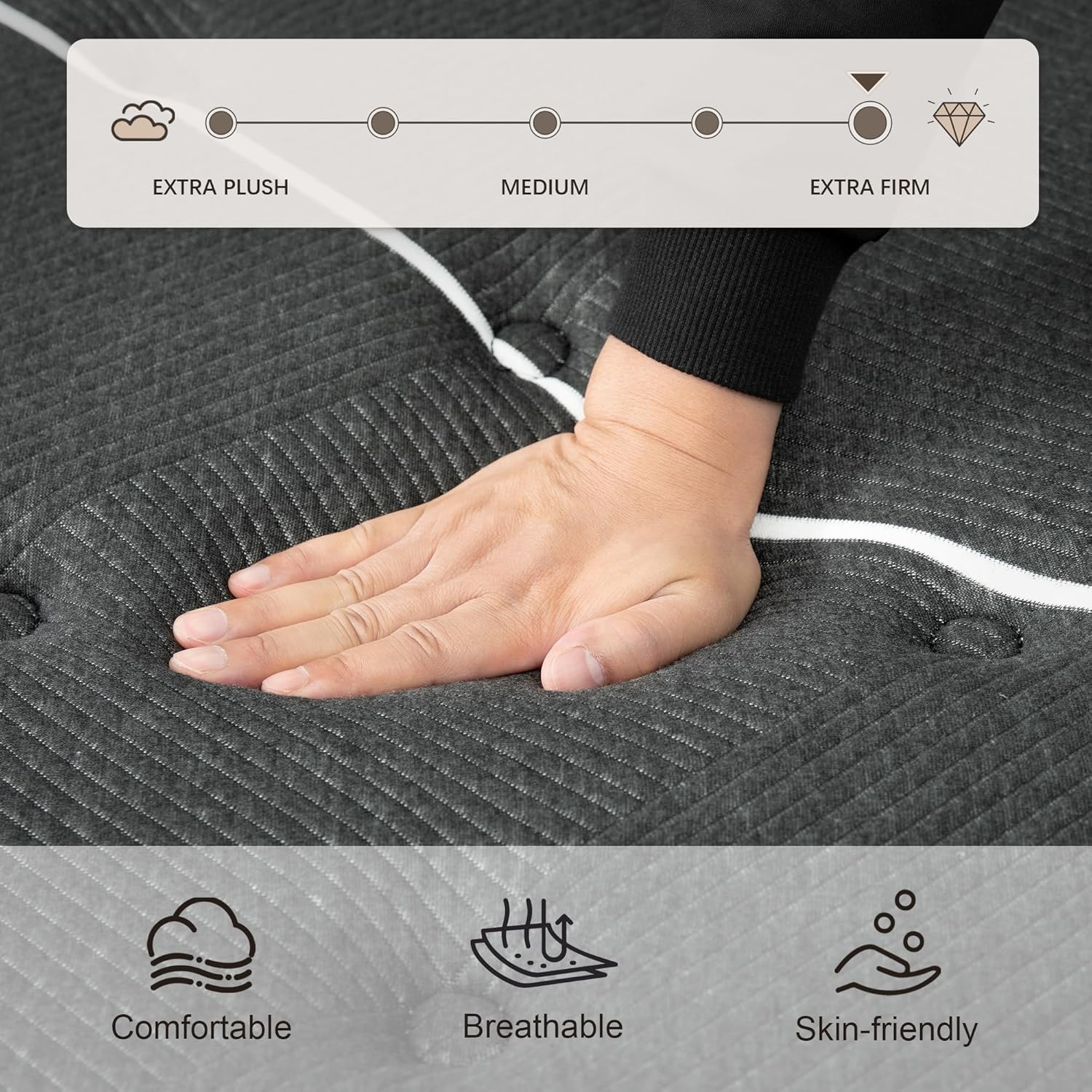 Extra Firm Queen Mattress, 14 Inch Queen Size Mattress,Memory Foam Hybrid with Extra Lumbar Support, Back Pain Relief&Cool Sleep, Firm Foam Encased Edge,Motion Isolation,Fiberglass-Free