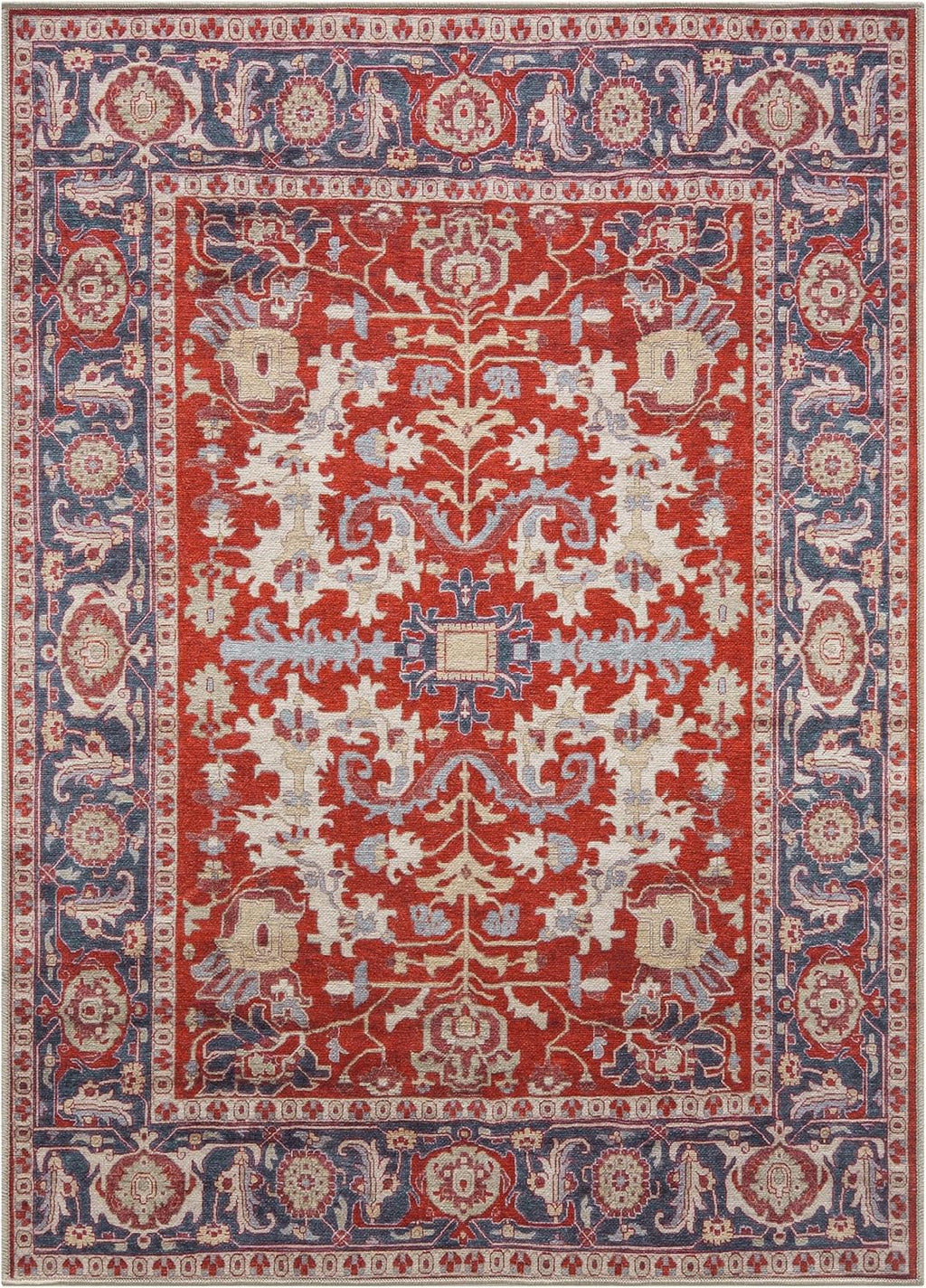 Keen Home Design 10x14 Rug - Machine Washable Area Rug with Non-Slip Backing, Ideal for Living Room, Dining Room, Bedroom - Vintage, Easy Clean, Durable, Low Pile Rug - (9'7" x 14')