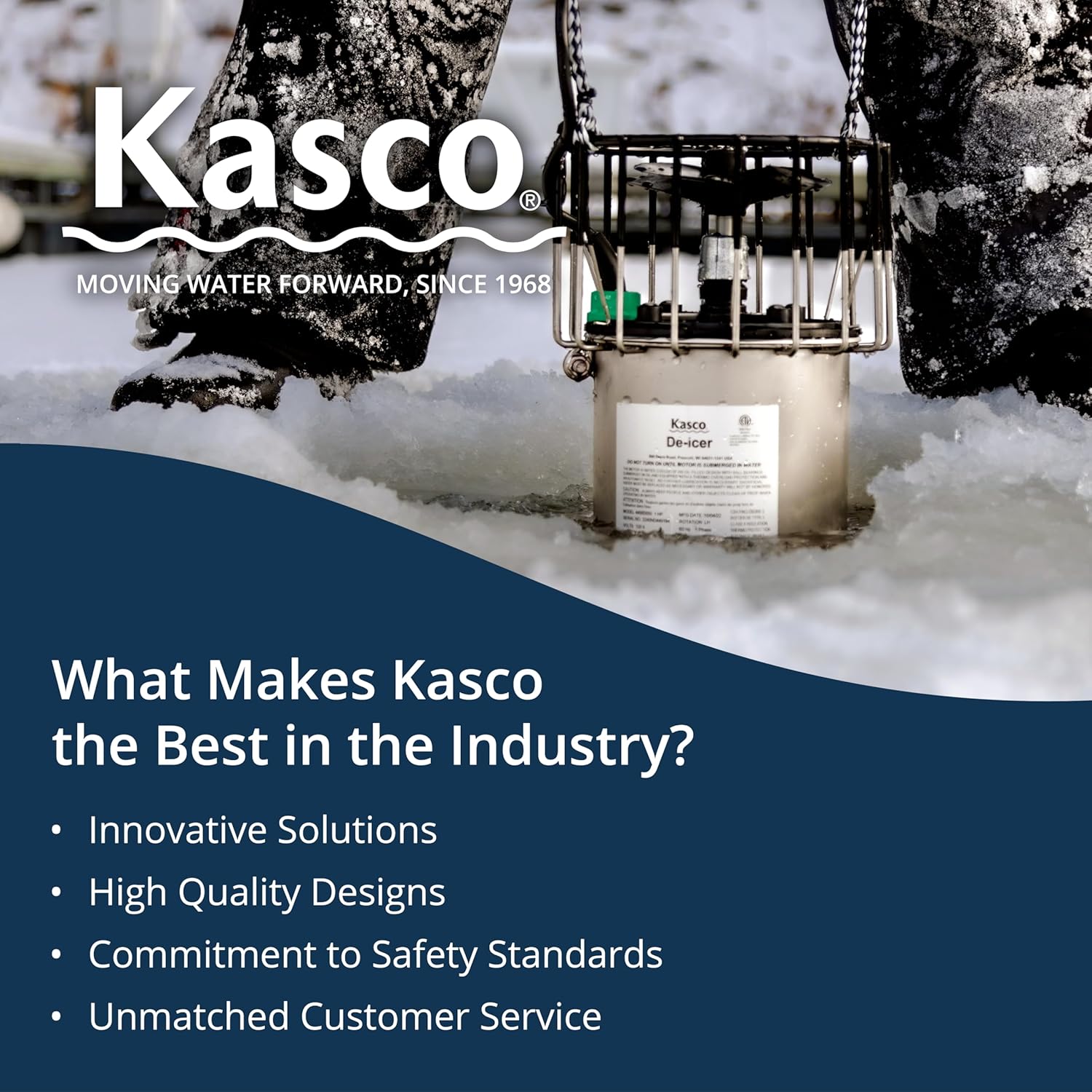 Kasco Deicer 3/4 HP Lake & Pond De-icer 120V – Single Phase with 50 Ft Electric Power Cord | Water Deicer for Ponds  Lakes & Dock Bubbler