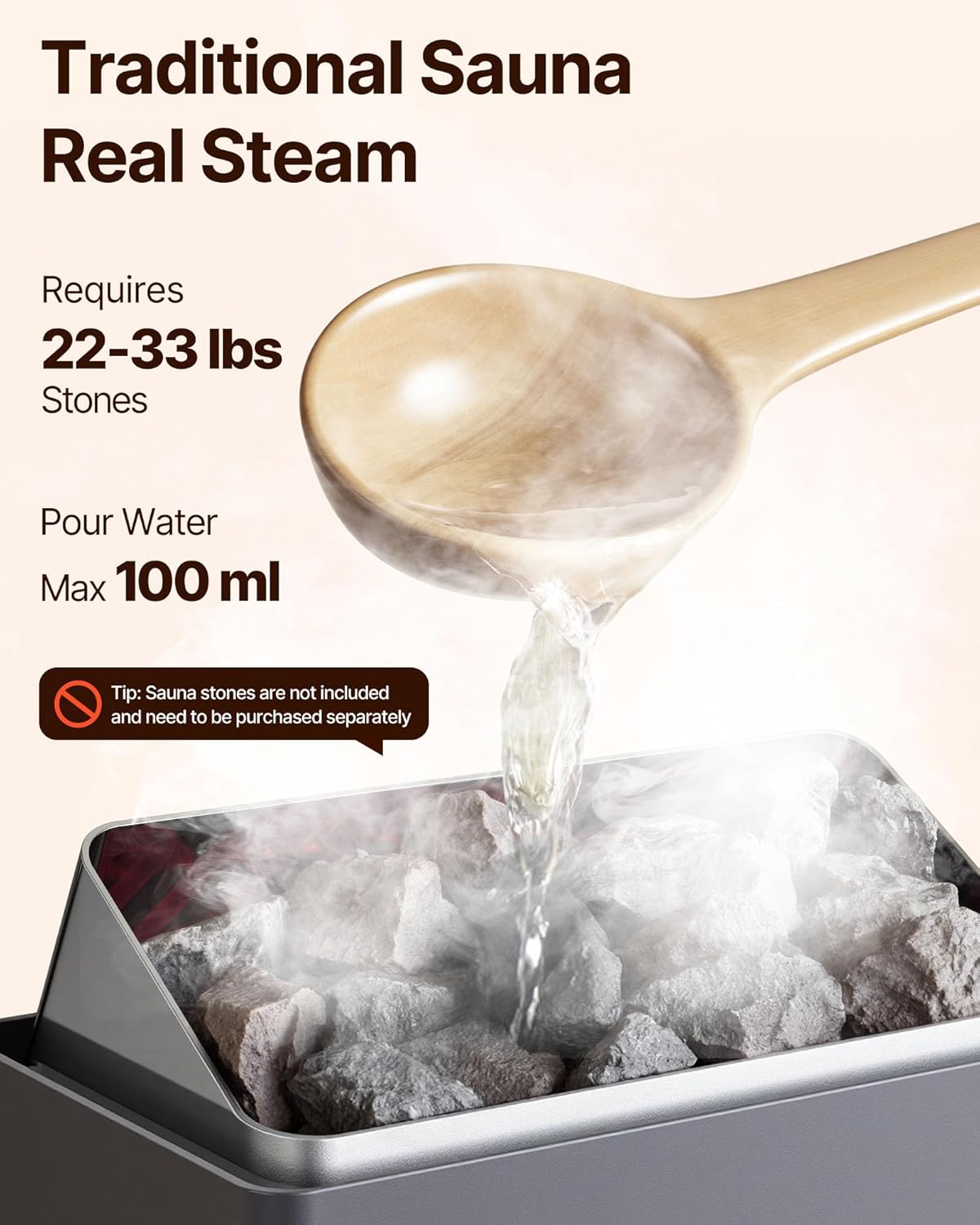 VEVOR Sauna Heater 220V Electric Sauna Stove  Steam Bath Sauna Heate 3h Timer and Adjustable Temp for Max. 176-318 Cubic Feet  Home Hotel Spa Shower Use (6KW) FCC Certification