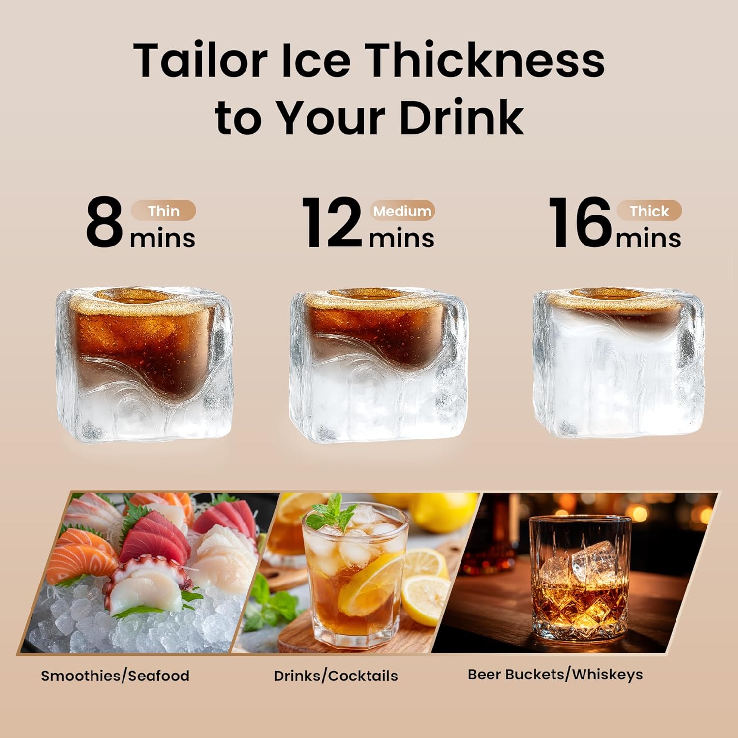 Coolski 15” Under Counter Ice Maker Machine, 130 Lbs/Day with 30 LBS Storage Bin, Built-in Freestanding Stainless Steel Ice Maker with Auto-Cleaning, Smart LCD Panel, for Commercial & Home Outdoor Use