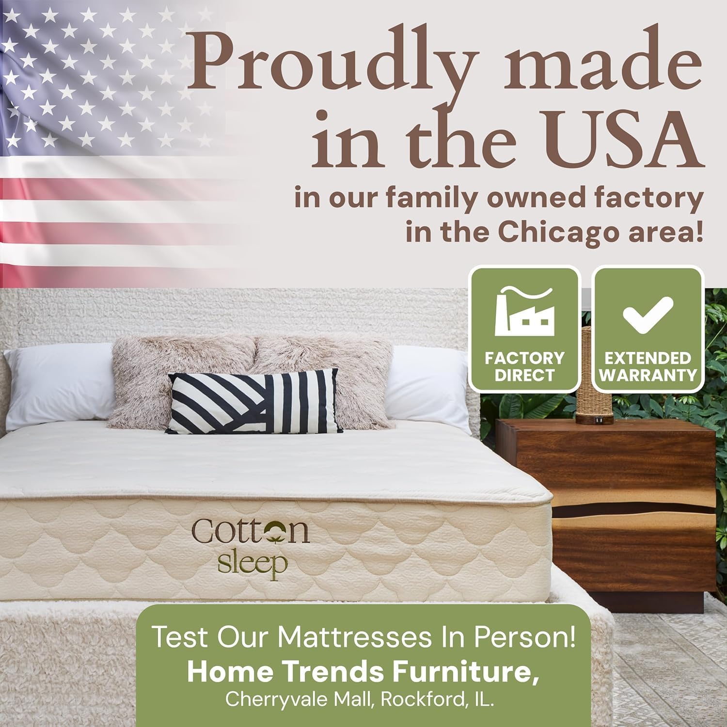 CottonSleep All Natural Mattress (100% Organic Cotton, Wool, & GOTS Latex, Made in The USA) Non Toxic, Fiberglass Free Hybrid Pocket Coil and Plush Foam Bed in A Box Medium Soft - King, 13"