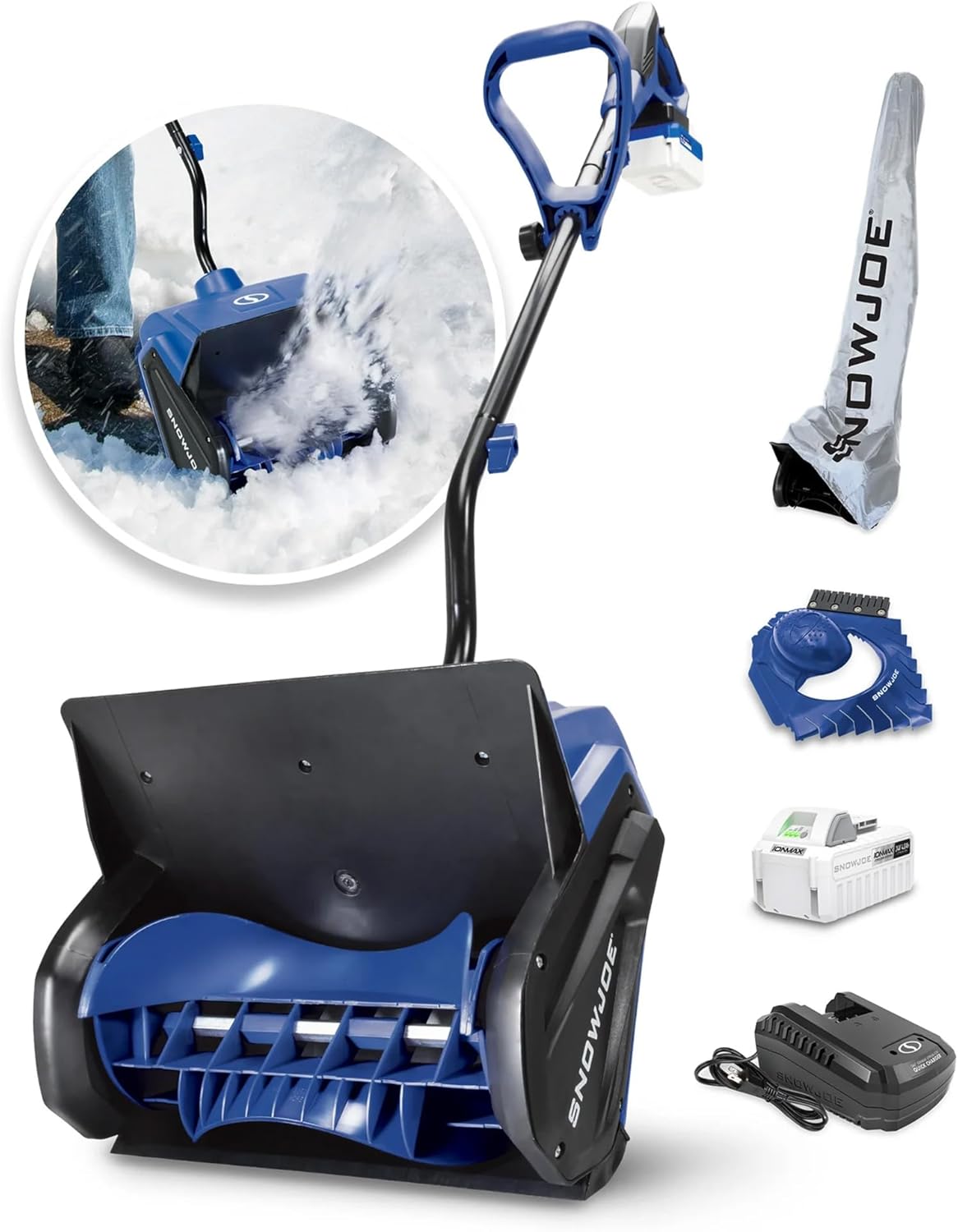Snow Joe 24V Cordless Electric Snow Shovel Kit w/ Cover & Scraper  13" Clearing Path  400W Motor - Heavy-Duty Snow & Ice Removal for Driveway & Walkway  24V-SS13-TV1