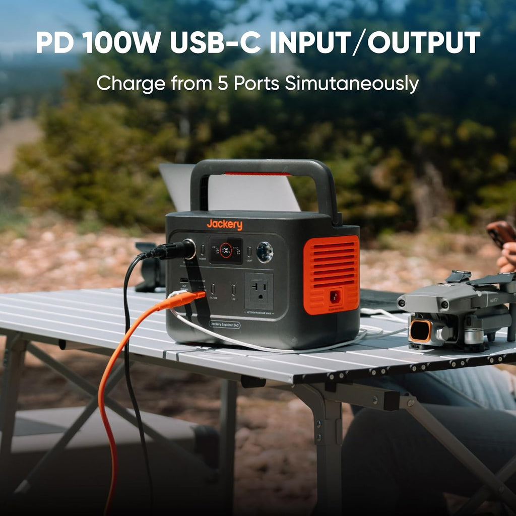 Jackery Solar Generator 240 v2 and 40W Mini Solar Panel  256Wh LiFePO4 Battery  300W AC & 100W USB-C Output  Ultra Fast Solar Charging for Outdoors  Camping  Travel & Emergencies