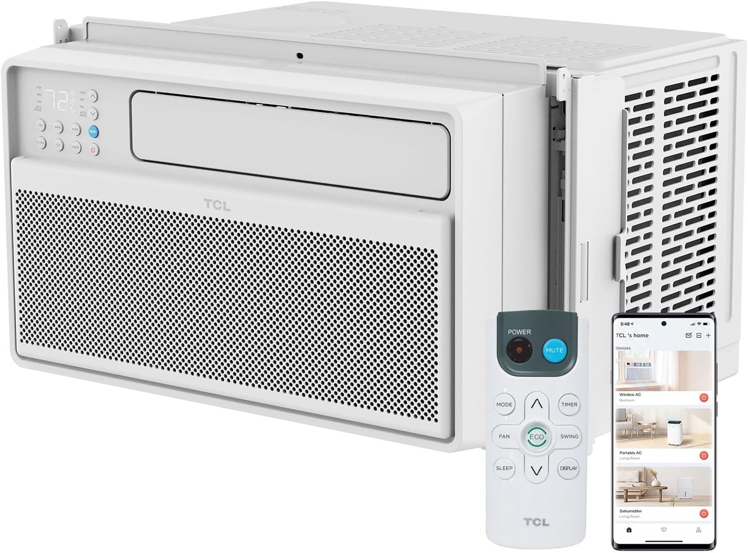 TCL 12,000 BTU Q-Series Smart Inverter Window AC, 115V, Inverter AC for Rooms up to 550-Sq. Ft., Ultra-Quiet, 38% Energy Saving, EZ Install, Open-able Window, Works with Alexa and Google Assistant