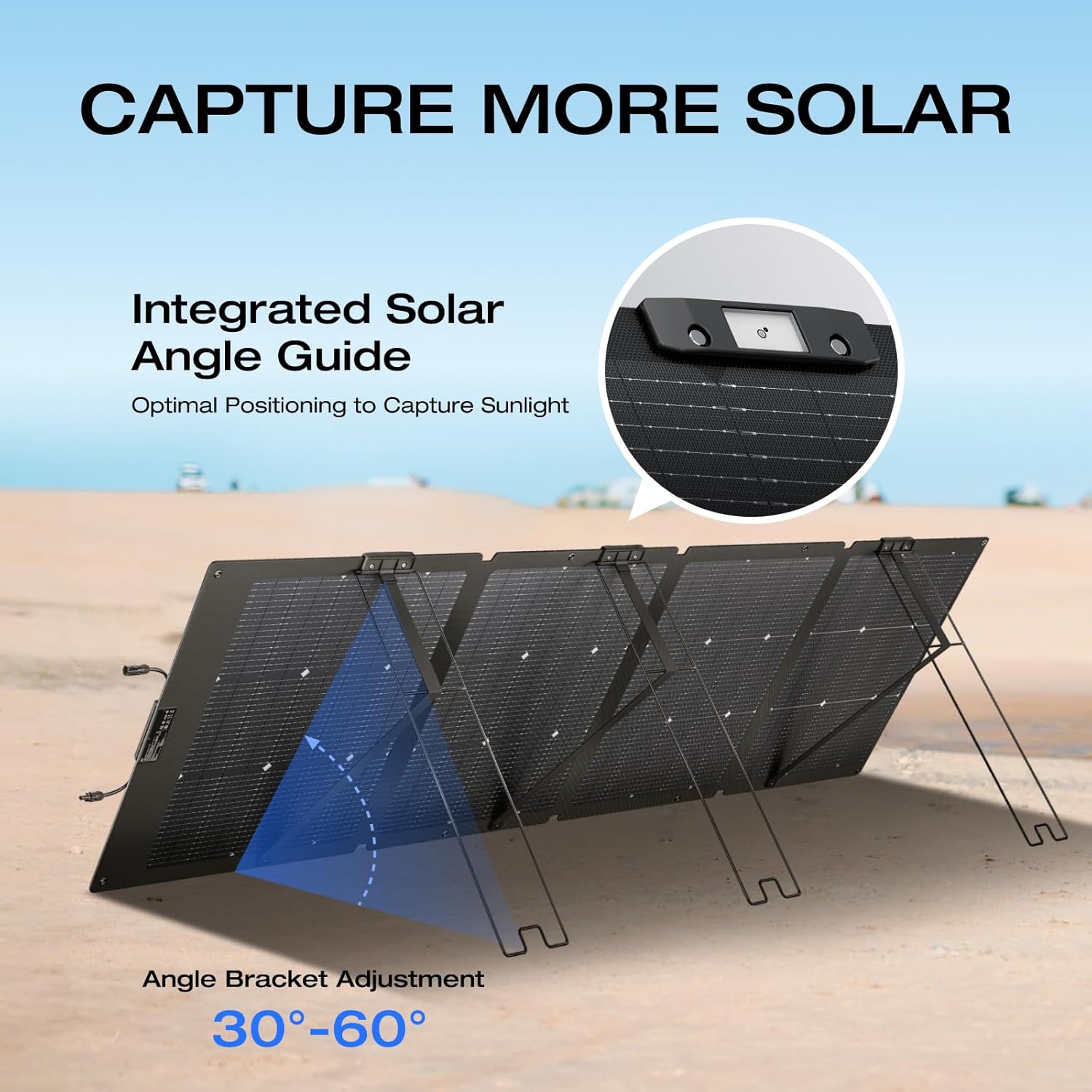 EF ECOFLOW 220W Portable Solar Panel  Bifacial Design Up to 25% Conversion Efficiency N-Type Solar Cell  with Adjustable Kickstand  IP68 Waterproof  Foldable Solar Panel for Camping RVing Home Backup