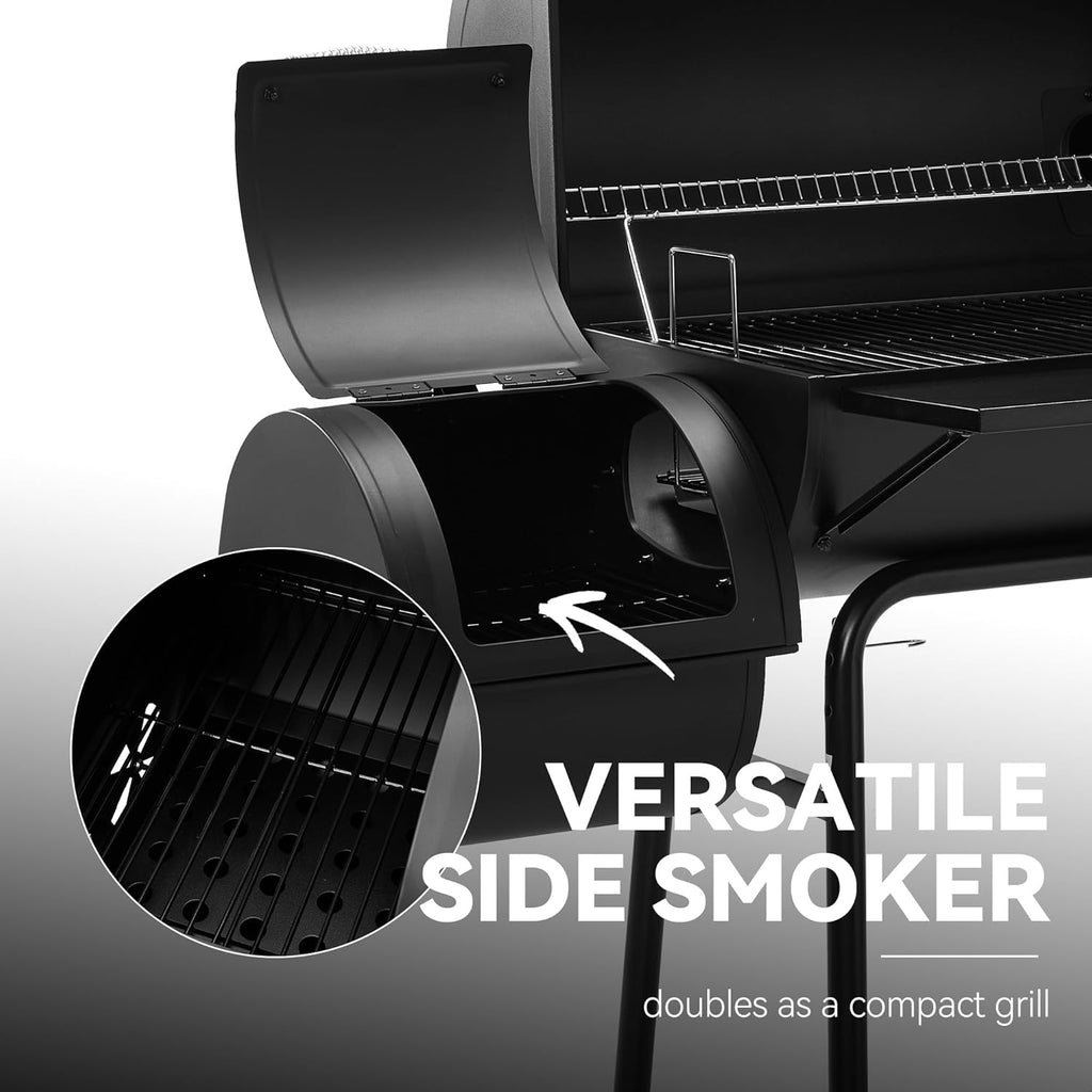 Royal Gourmet CC1830SC Charcoal Grill Offset Smoker with Cover  811 Square Inches  Black  Outdoor Camping