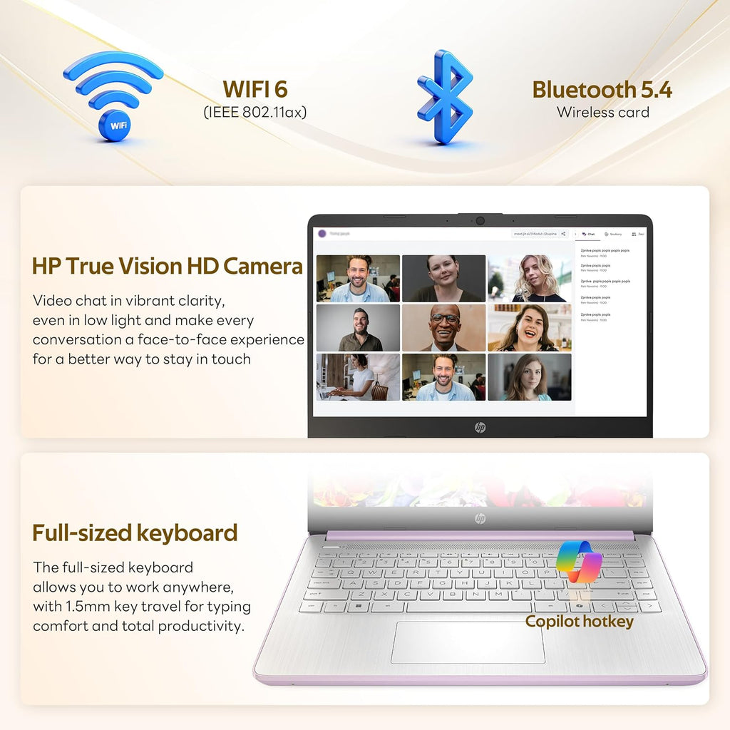HP Stream 14" HD Student&Business Laptop with AI Copilot  Intel Processor N150  4GB RAM  1.12TB Storage (128GB UFS + 1TB Docking Station)  1 Year Office 365  720p Webcam  Win 11  Lavender Purple