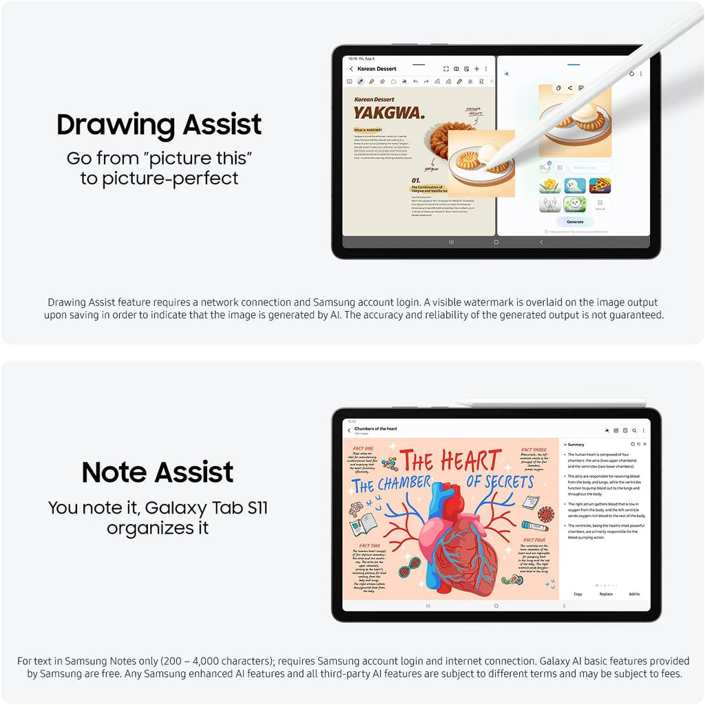 Samsung Galaxy Tab S11 128 GB WiFi Android Tablet, Large Display, Durable, Slim, Light, High Performance, Long Battery Life, S Pen for Note-Taking, AI Assist, US Version, Gray