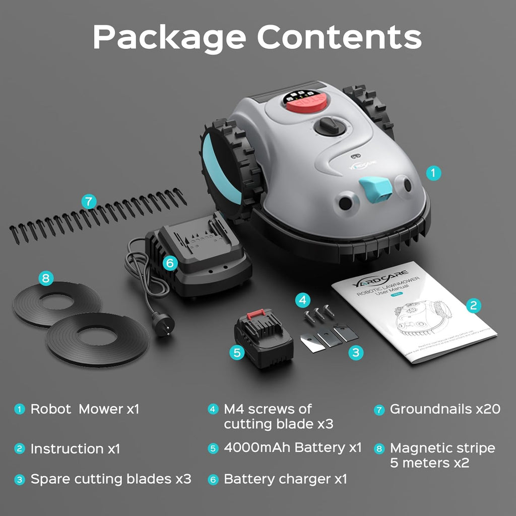 V100 Robot Lawn Mower with HD Vision Navigation  Smart Obstacle Detection  Collision Sensors  Adjustable Cutting Height  Low-Noise Operation—Perfect for Small Lawns up to 1 600 sq ft.