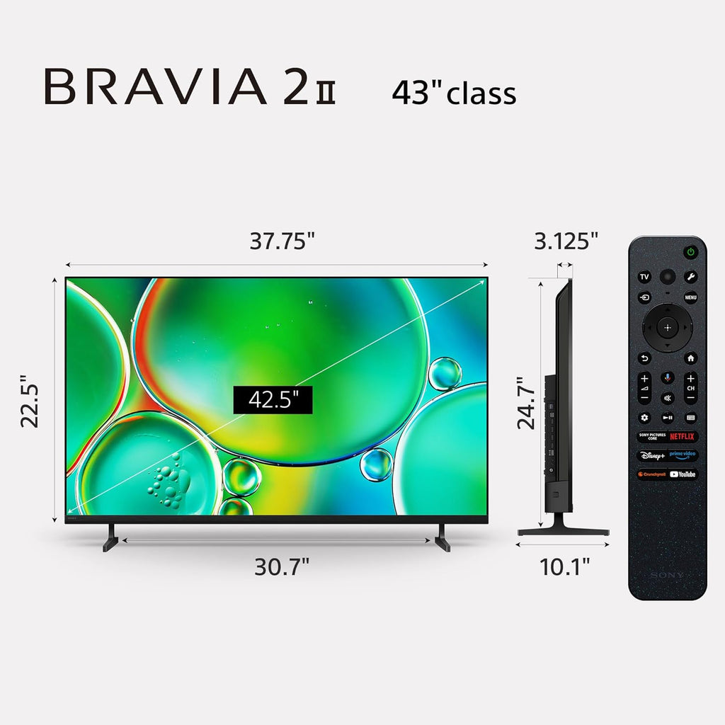 Sony BRAVIA 2 II 43 Inch 4K Ultra HD LED Smart TV with Google TV and Exclusive Features for PlayStation®5 (K-43S20M2)  2025 Model