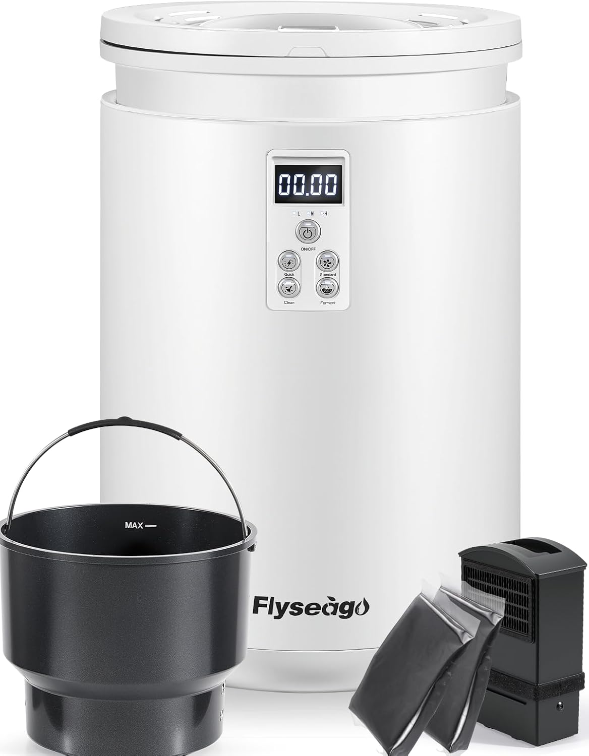 Electric Composter for Kitchen Smart Odorless Countertop Compost Bin Machine Quiet Larger 4.5L Indoor Food Cycler with Auto Cleaning, 3 Modes, 2 Carbon Packs, Turn Food Waste into Fertilizer