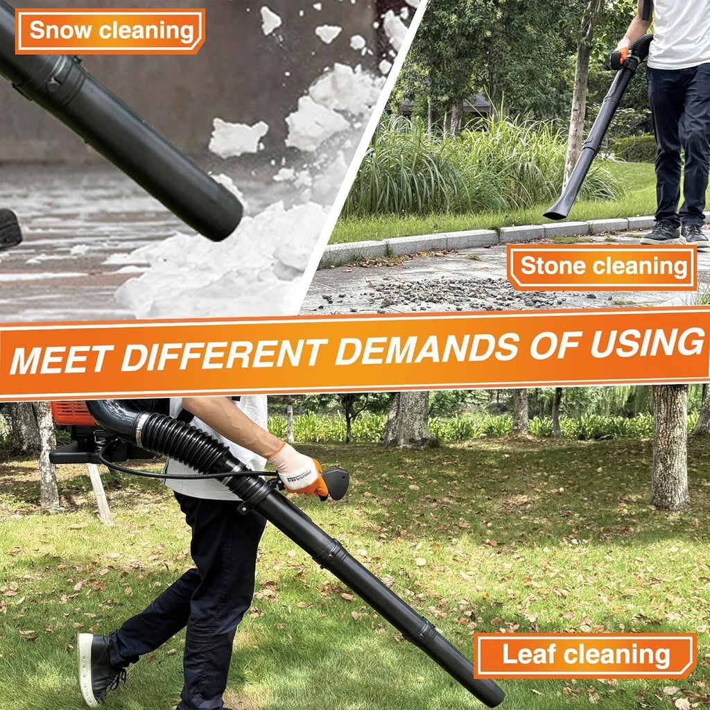 PROYAMA 72CC Gas Backpack Leaf Blower  2-Cycle 880CFM 275MPH Gas Powered Engine  2 in 1 Nozzle Low Vibration and Ergonomic Design with Cruise Control for Outdoor GardenYard Cleaning and Snow Removal