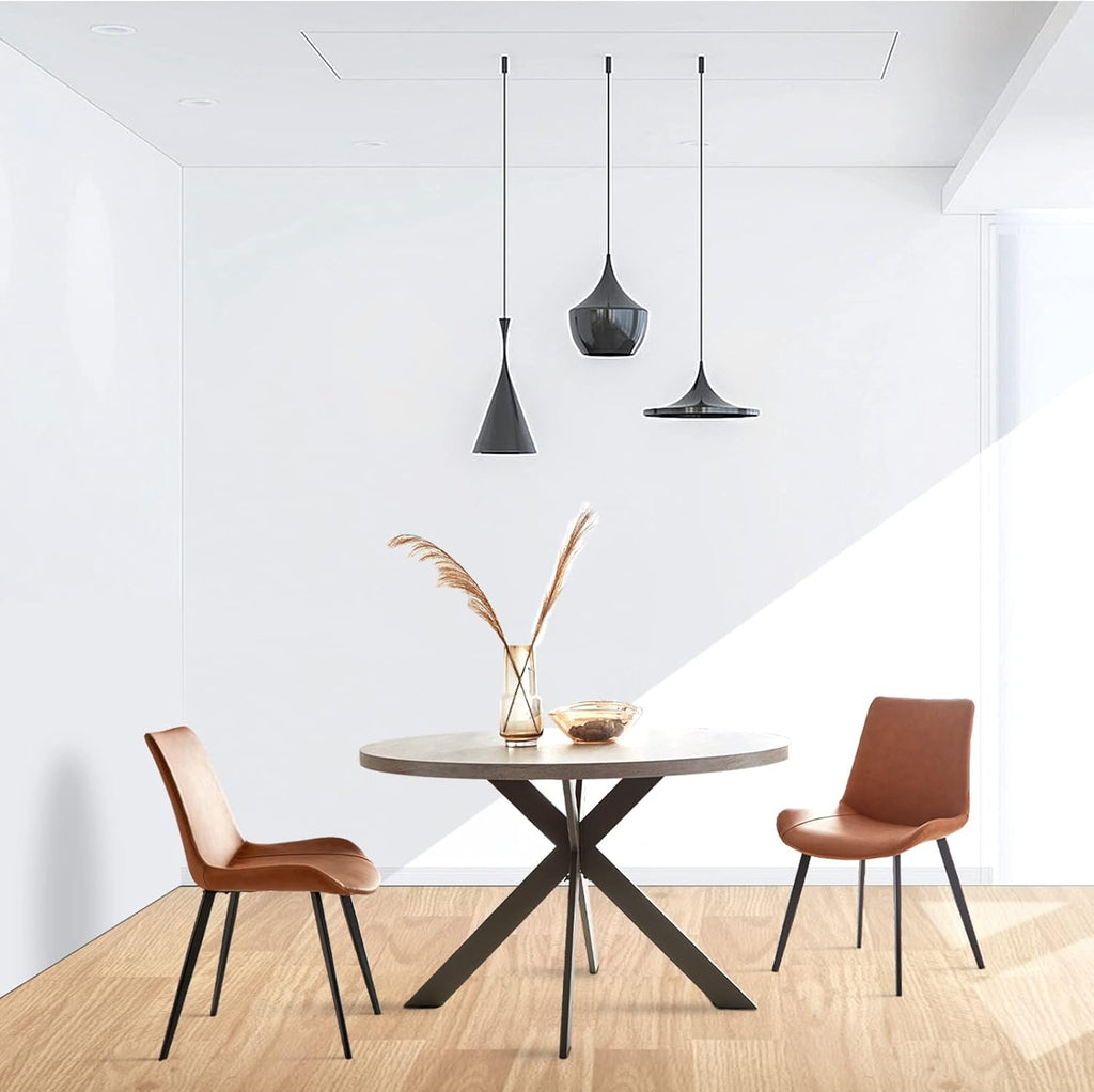 47" Round Dining Table Set, Mid Century Modern Round Dining Table for 4-6 Person, Steel Legs, Leisure Coffee Table for Kitchen Dining Room, Save Space