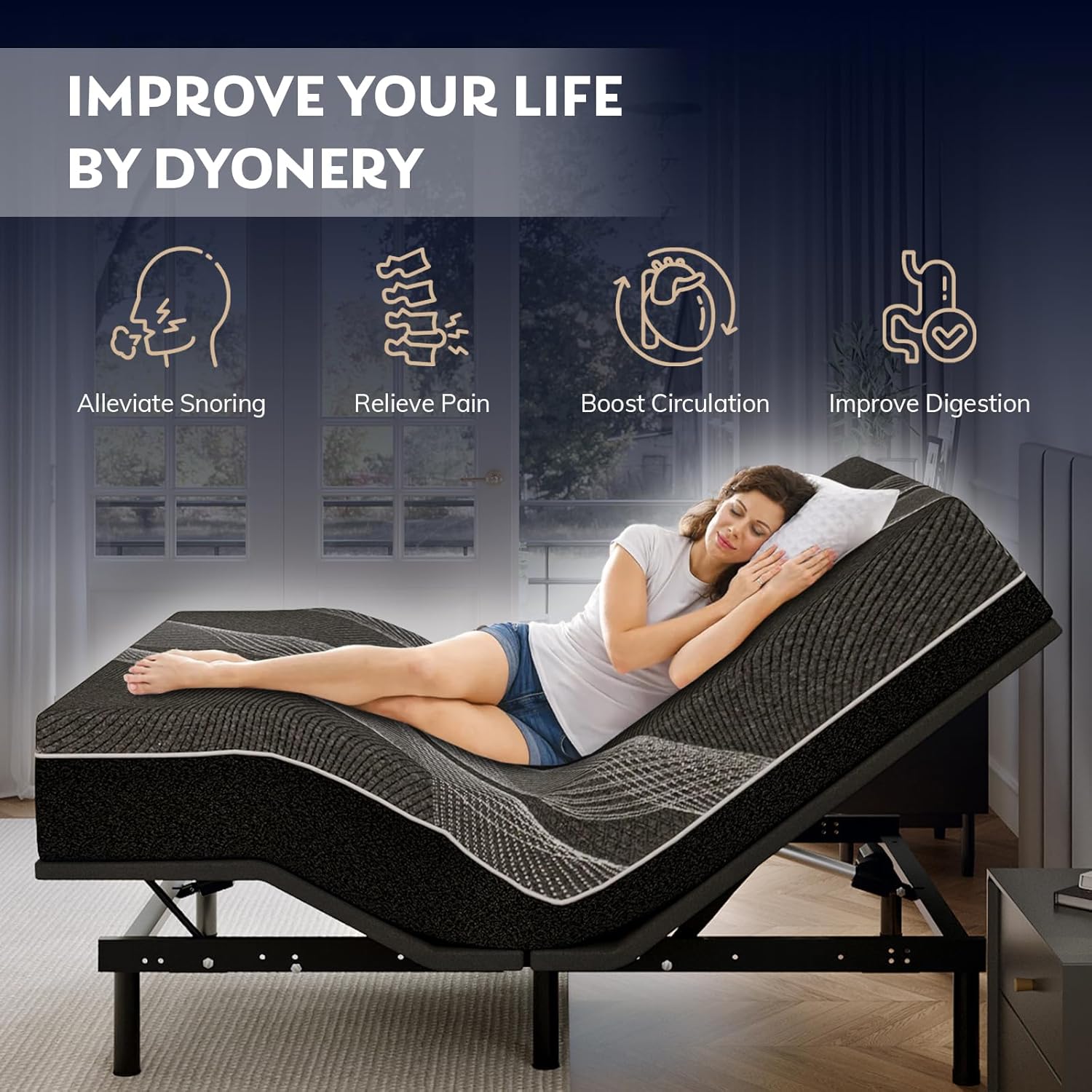 Twin XL Adjustable Bed Base Frame with Wireless Remote + 14 Inch Twin XL Gel Memory Foam Mattress Bed in a Box, Head and Foot Incline, Zero Gravity, Fiberglass Free, 80" × 38"