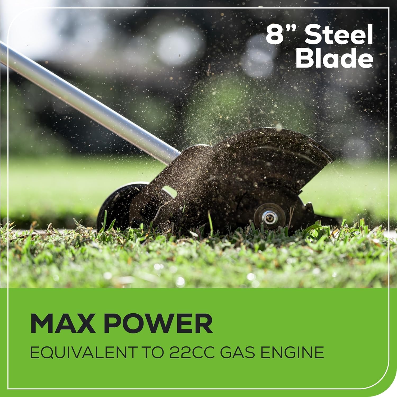 Greenworks 60V 8" Brushless Cordless Edger with 2.0Ah Battery & Charger – Tool-Free Depth Adjustment  Lightweight Lawn Edging Tool  4-Year Warranty