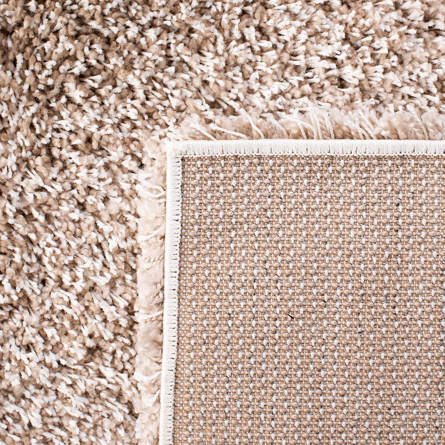 SAFAVIEH California Shag Collection Area Rug - 8'6" x 12', Beige, Non-Shedding & Easy to Clean, Ultra Plush Thick Pile, Ideal for Living Room, Bedroom, Dining Space (SG151-1313)