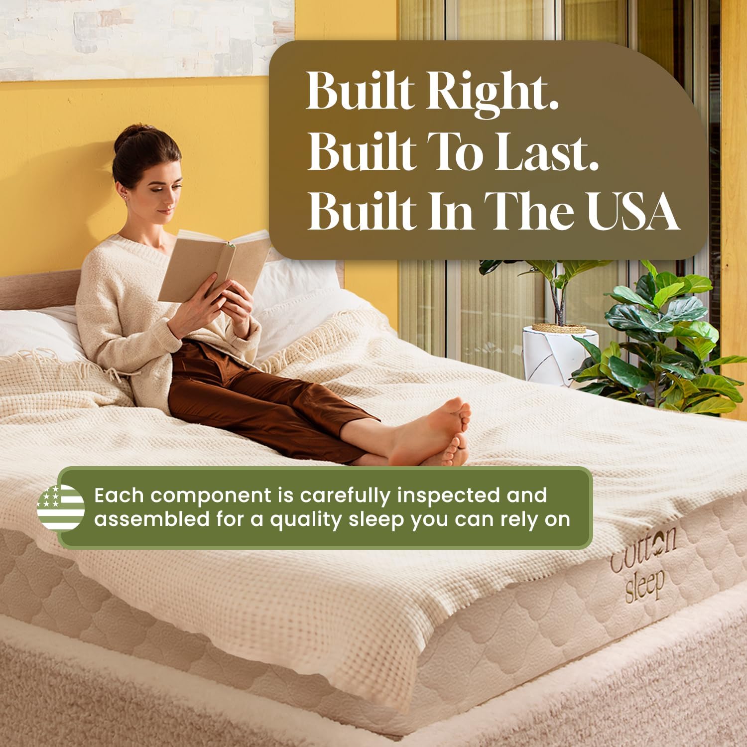 CottonSleep All Natural Mattress (100% Organic Cotton, Wool, & GOTS Latex, Made in The USA) Non Toxic, Fiberglass Free Hybrid Pocket Coil and Plush Foam Bed in A Box Medium Soft - Twin XL, 11"