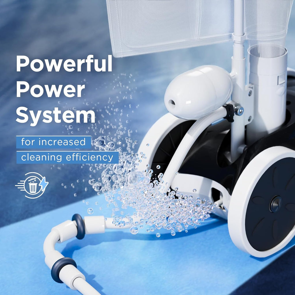 MAKHOON Upgrade Pool Pressure Side Sweeper: Professional Solution for Cleaning Your Swimming Pool (Four Wheels are Better Than Three) Need 1.5" Female Thread Pool Booster Pump Inlet  4 Bar Pressure