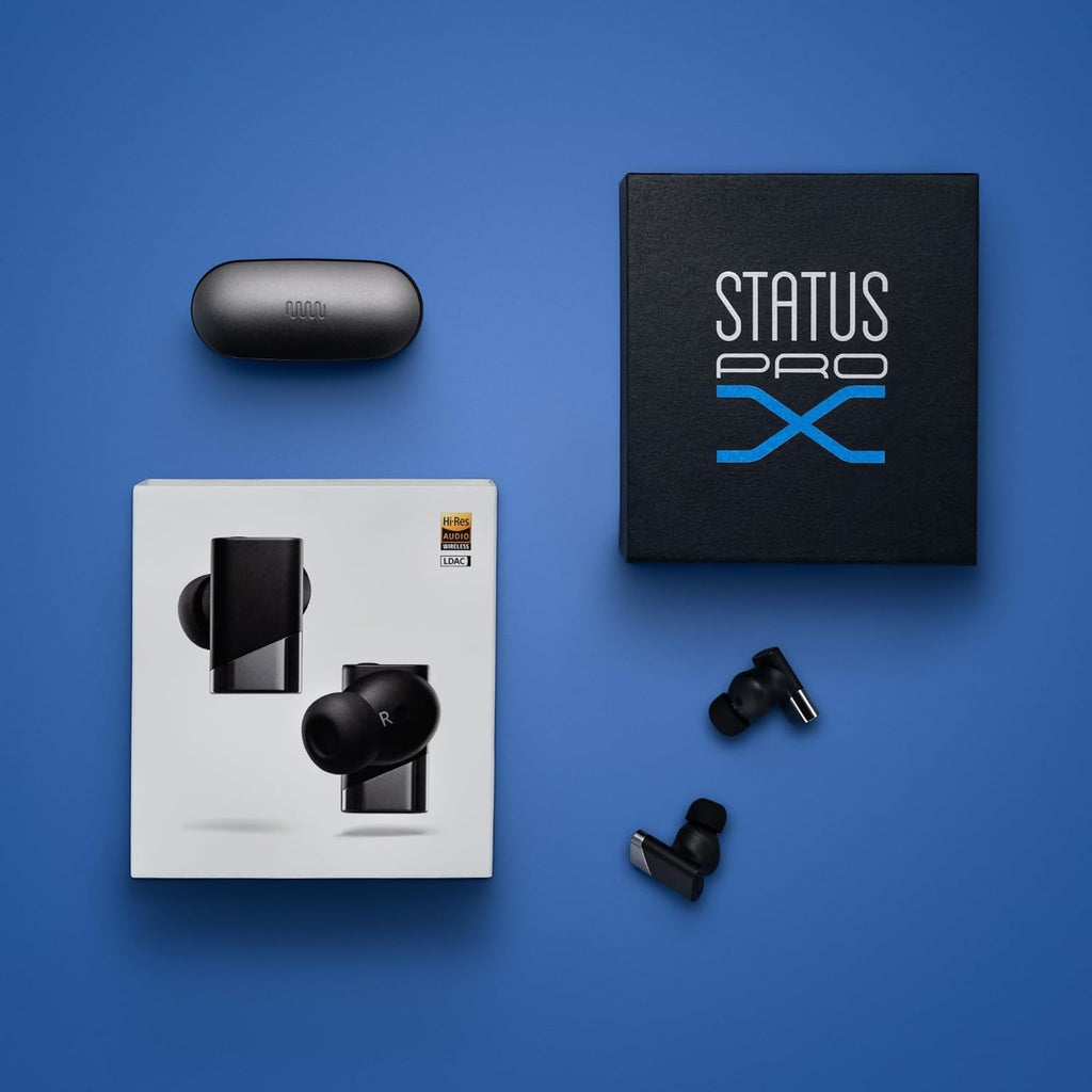 Status Pro X Wireless Earbuds  Triple Speaker Driver  Hi-Res Audio with LDAC  52dB ANC  6 Beamforming Mics with VoiceLoom AI for Clearest Calls