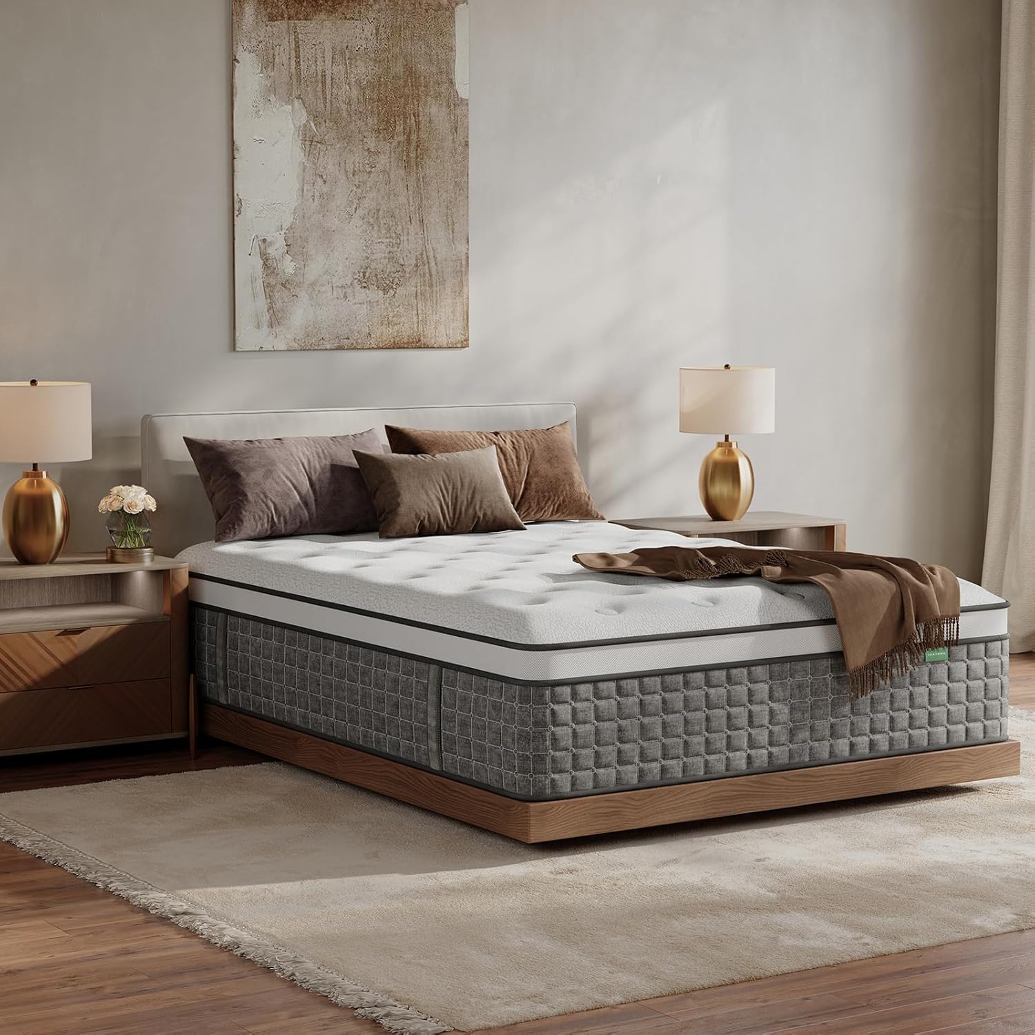 King Size Mattress, Medium Firm 14 Inch Hybrid Mattress King Size in a Box - Memory Foam & Pocket Springs for Back Pain Relief, Fiberglass Free, Motion Isolation, CertiPUR-US & OEKO-TEX Certified