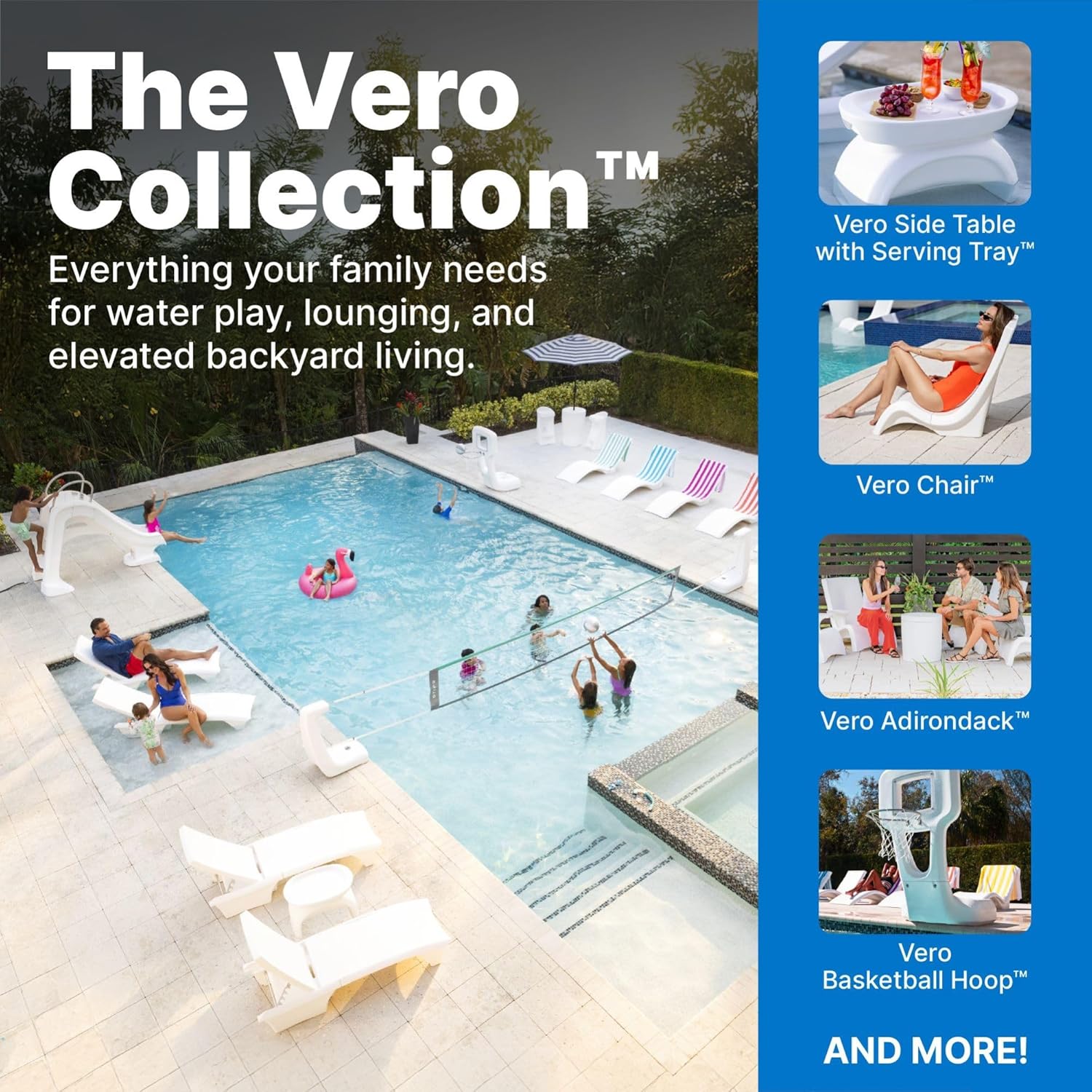 Step2 Vero Pool Lounger  Fade-Resistant  Waterproof Patio Furniture  Pool Lounge Chair for Sun Shelf  Use in Pools with Shelves Up to 12-Inches Deep or Outside Pool Deck  Weighted  White
