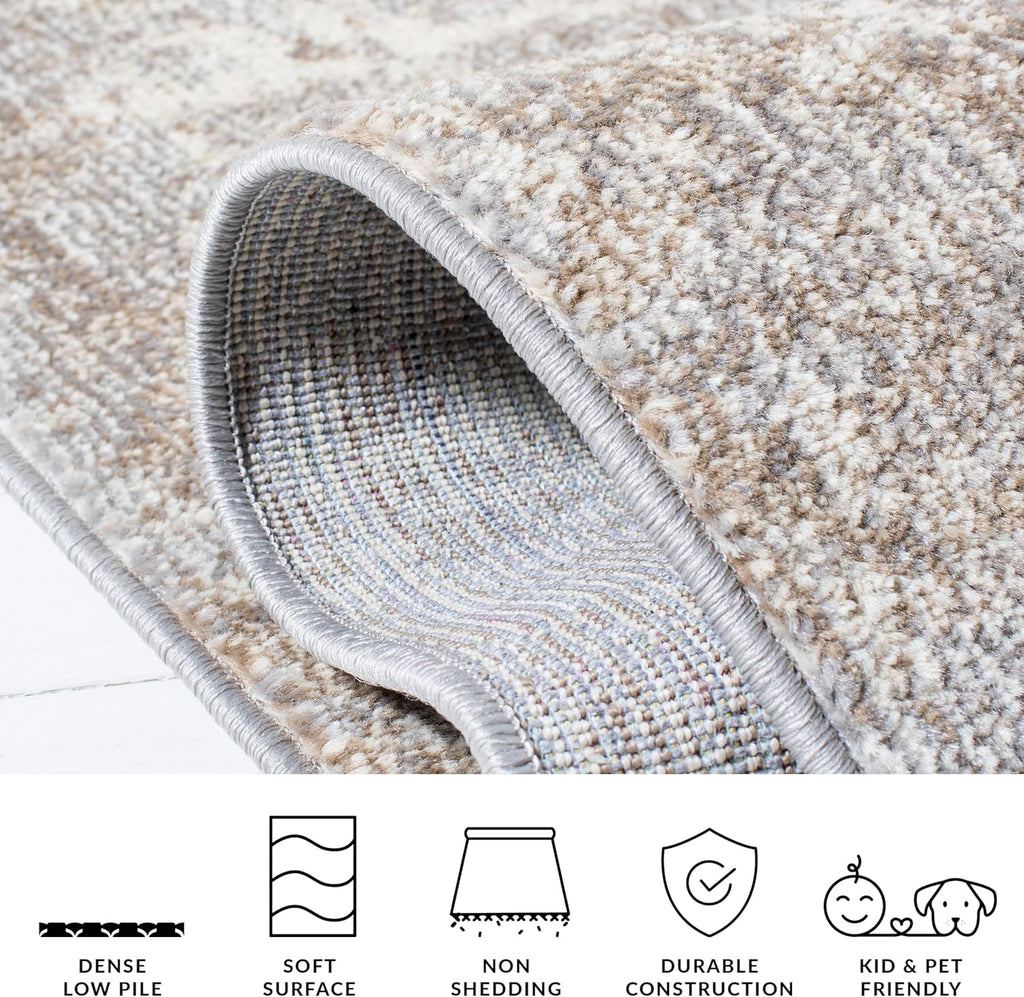SAFAVIEH Madison Collection 9' x 12' GreyBeige MAD471G Modern Abstract Non-Shedding Living Room Bedroom Area Rug